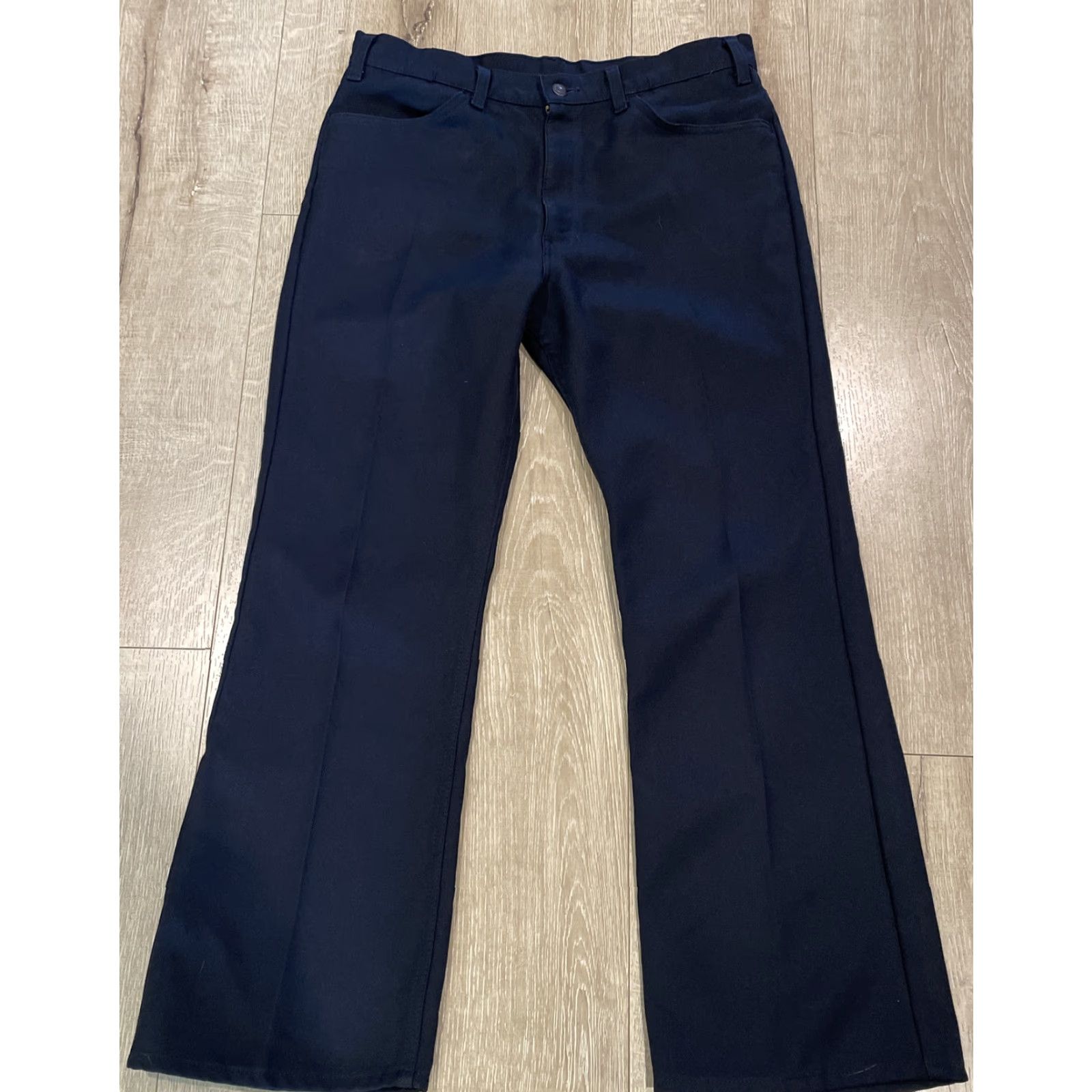 Levi's Vtg 90s Levis Polyester Pants Mens 34x29 Navy Bootcut Black Label Size US 34 / EU 50 - 4 Thumbnail