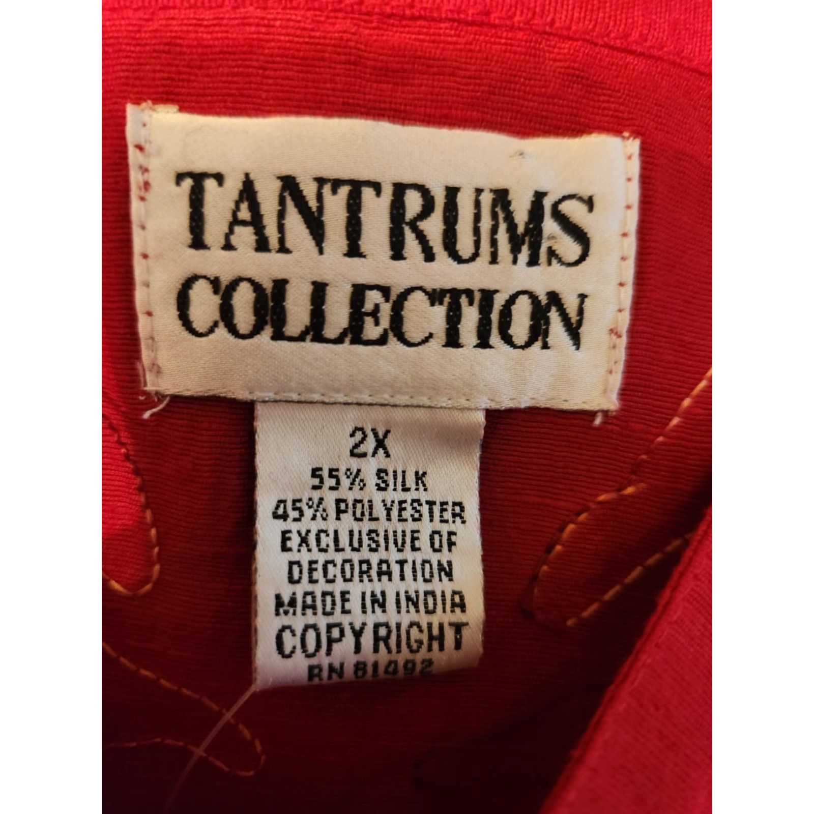 Vintage Tantrums Jacket Blazer Red Silk Blend Embroidered NWT 2X Women Plus Size Jacket Blazer Vintage No Size XXL / US 16-18 / IT 52-54 - 6 Thumbnail