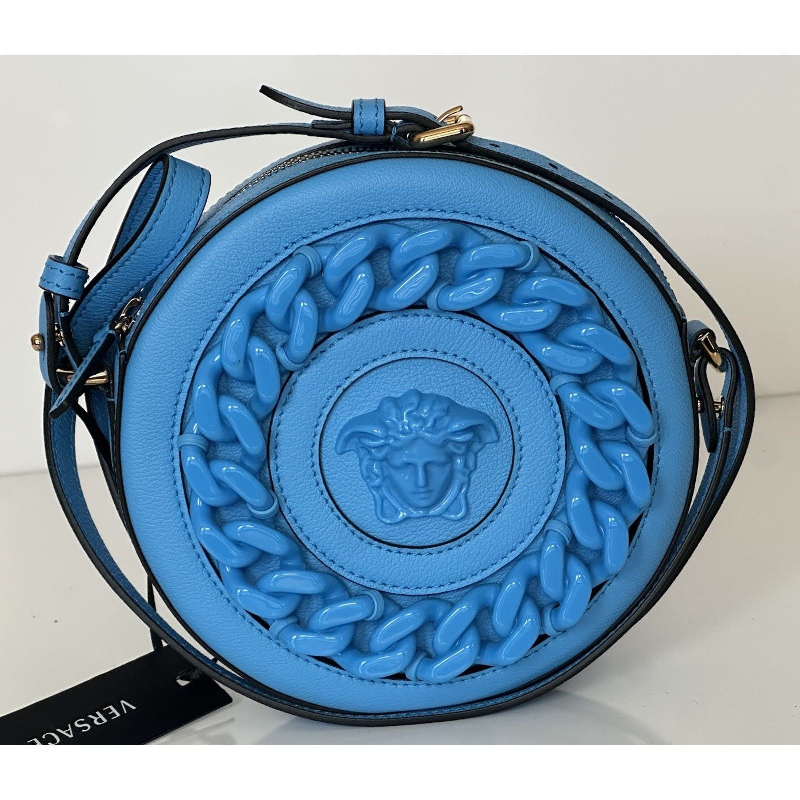 Versace Versace Medusa Head Leather Round Blue Crossbody Bag 1021602 Size ONE SIZE - 1 Thumbnail