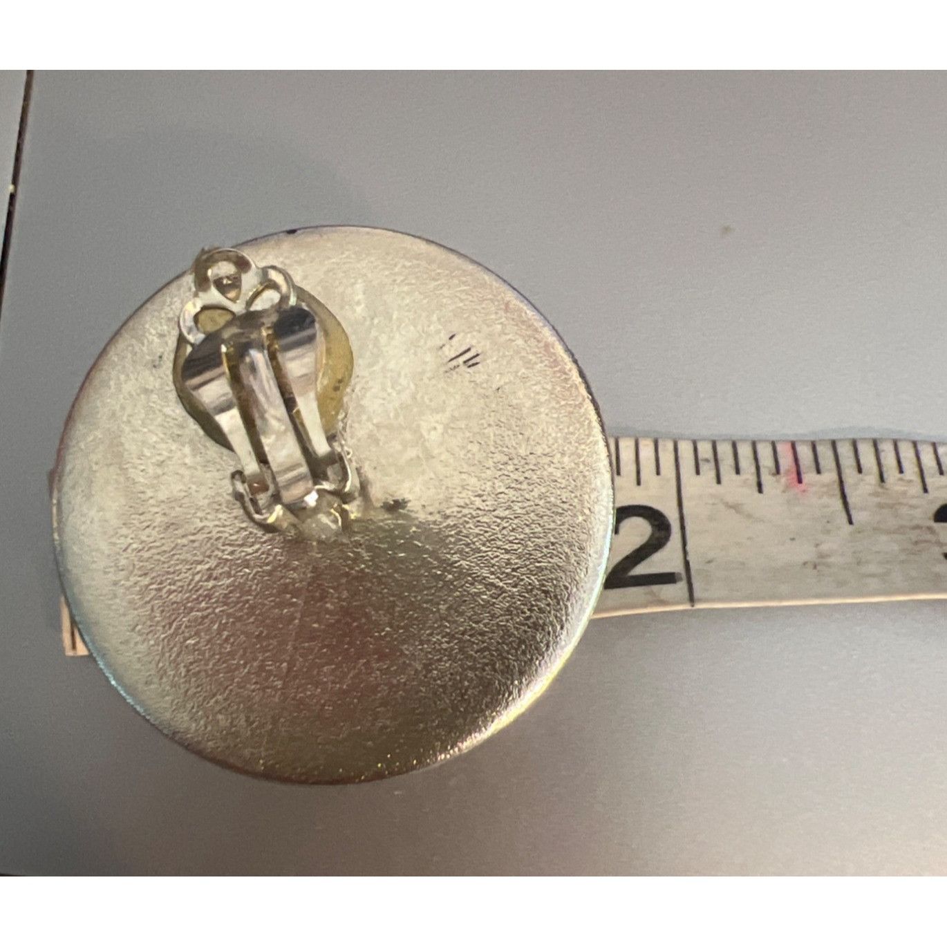 Other Vintage Large Silver Tone Clip On Earrings Clear Cabochon 1. Size ONE SIZE - 5 Thumbnail