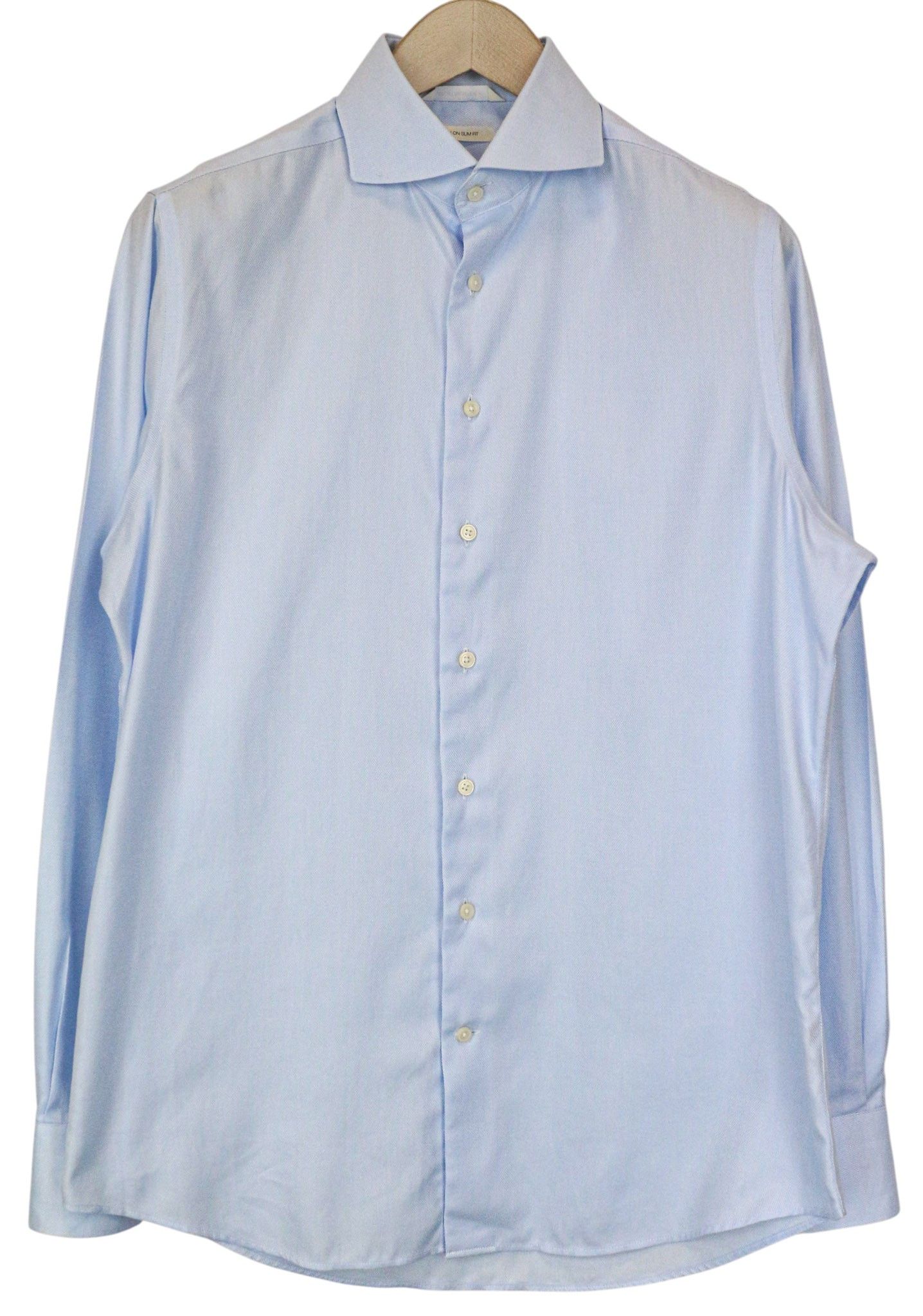 Suitsupply 39/15 1/2 Slim Blue Cotton Cutaway Shirt 79358 Size 38R - 10 Thumbnail