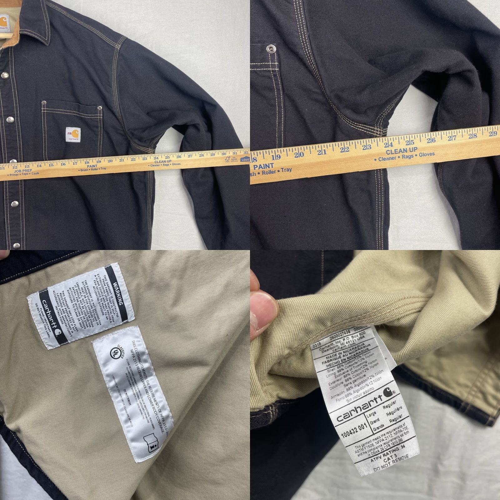 Carhartt VINTAGE Carhartt FR Jacket Mens Large Black Hot Line Flame Resistant Shacket 100432 001 Size US L / EU 52-54 / 3 - 8 Thumbnail