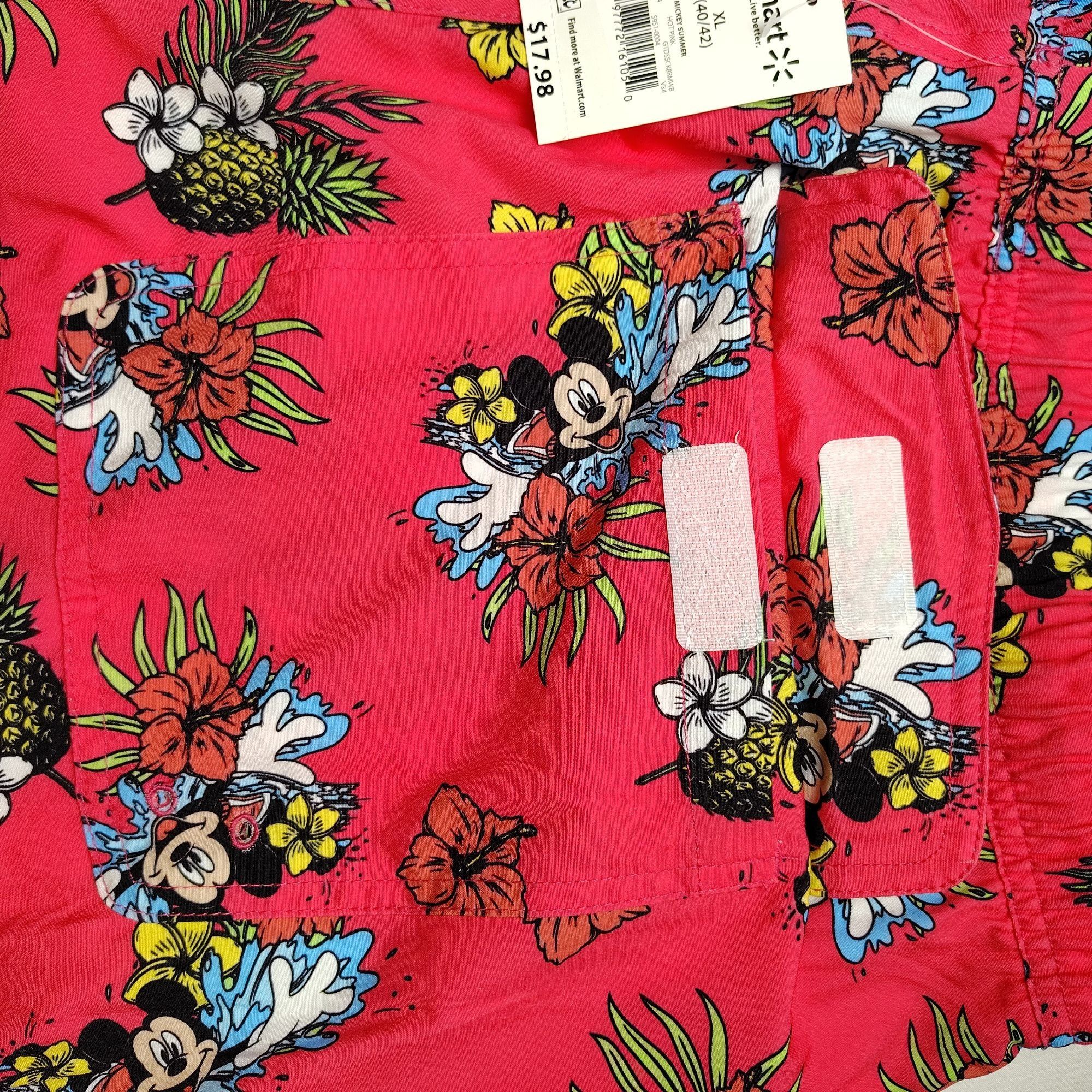 Disney Disney Mickey Mouse Mens XL Pink Tropical Floral Swim Trunks Size US 42 / EU 58 - 7 Thumbnail