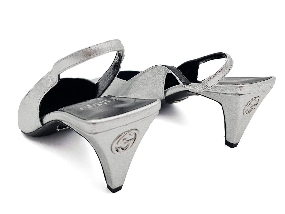 Gucci Gucci Silver Leather EU 37 US 7 Slingback Pumps Womens italy Size US 7 / IT 37 - 10 Thumbnail
