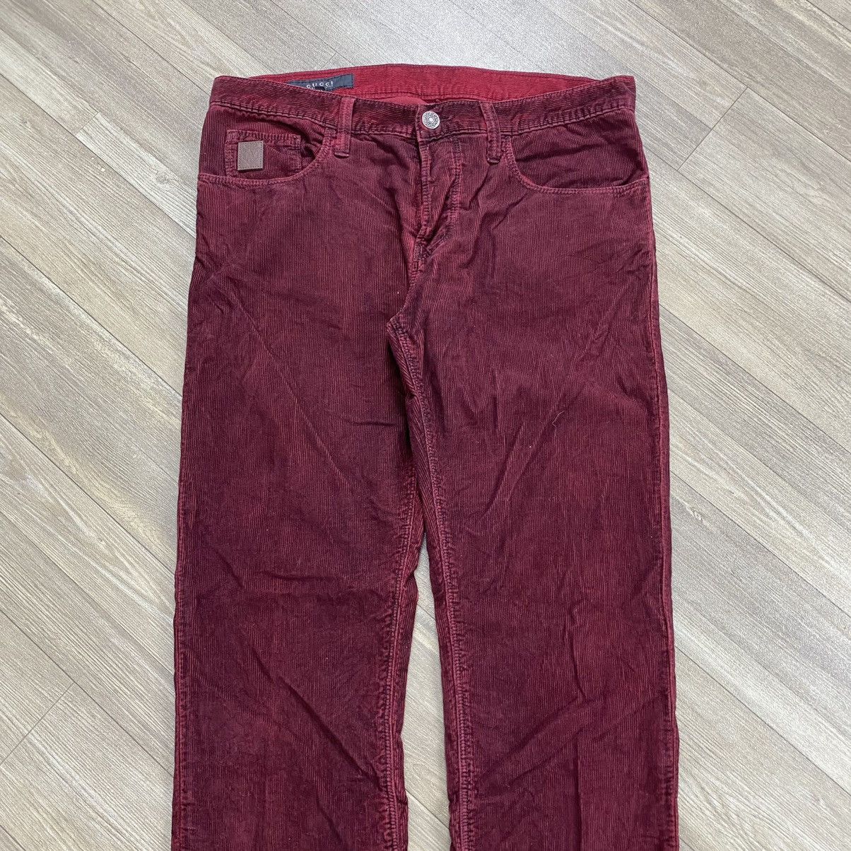 Gucci 1990s Gucci by Tom Ford Red Burgundy Corduroy Pants Luxury Size US 32 / EU 48 - 2 Thumbnail
