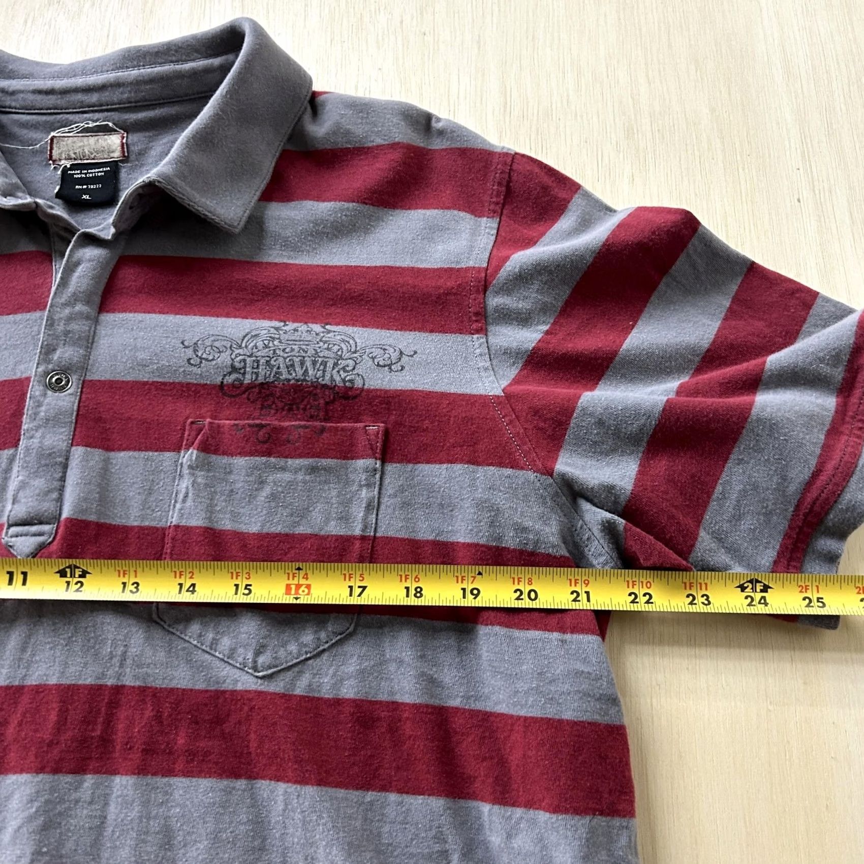 Vintage Tony Hawk Polo Shirt Mens XL Gray Red Stripe 100% Cotton Skateboard Casual Shirt Size US XL / EU 56 / 4 - 4 Thumbnail