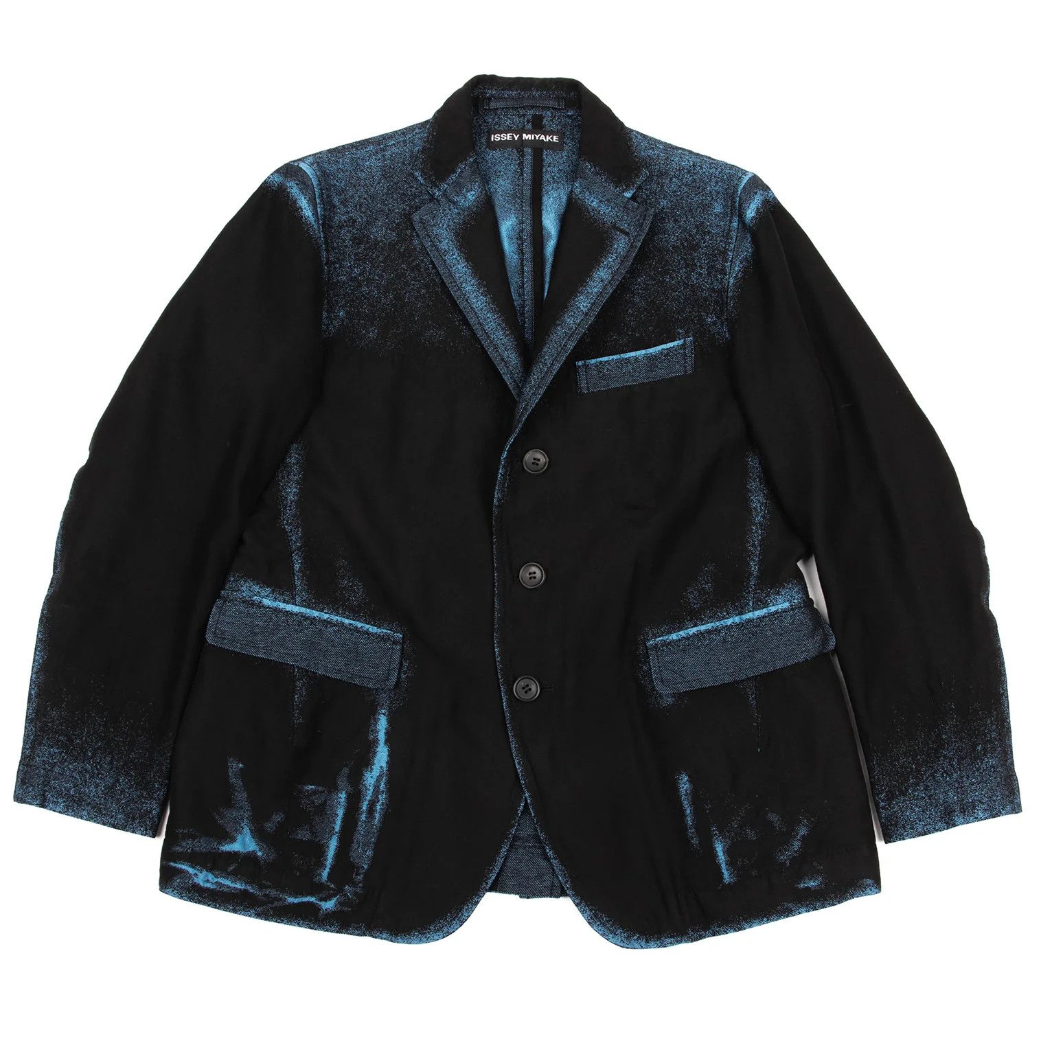 Issey Miyake Trim Fade Woven Design Jacket in Black and Light Blue Size US M / EU 48-50 / 2 - 1 Thumbnail