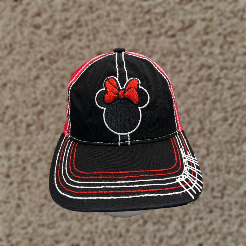 Disney Disney Hat Cap Minnie Mouse Adult One Size Black Red Cotton Strap Back Cap Hair Accessories Size ONE SIZE - 1 Thumbnail