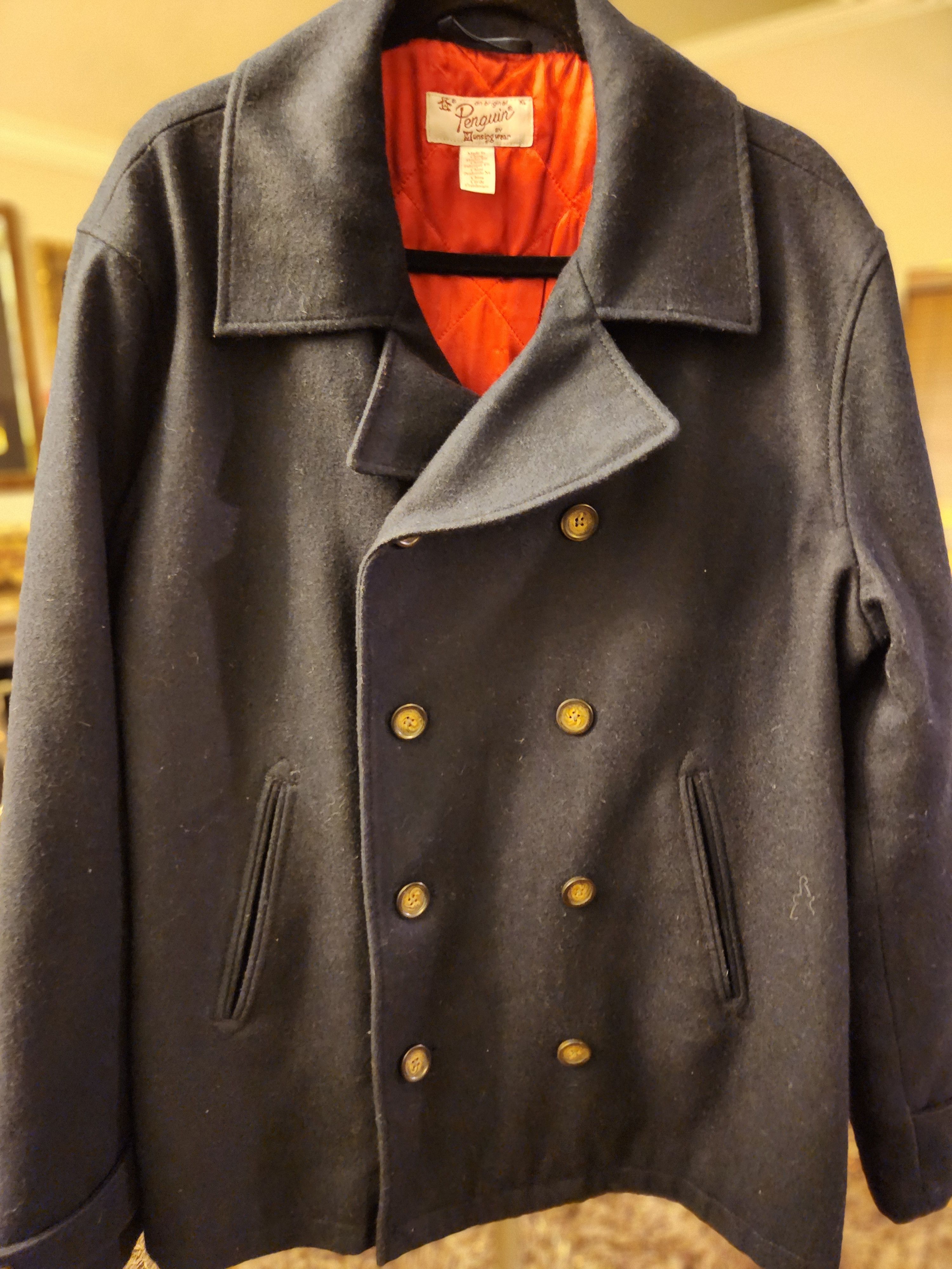 Original Penguin Wool Blend Men's Blue Double Breast Peacoat Size US XL / EU 56 / 4 - 1 Thumbnail