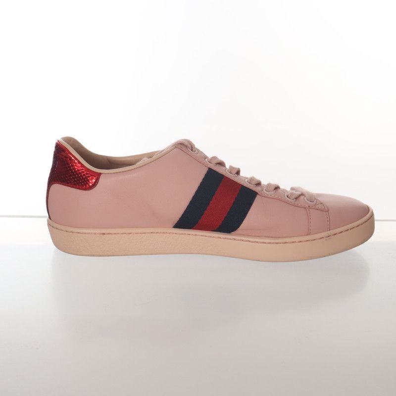 Gucci Gucci Pink Ace Diamante Embellished Sneakers - Size US 5.5 / EU 38 - 2 Thumbnail