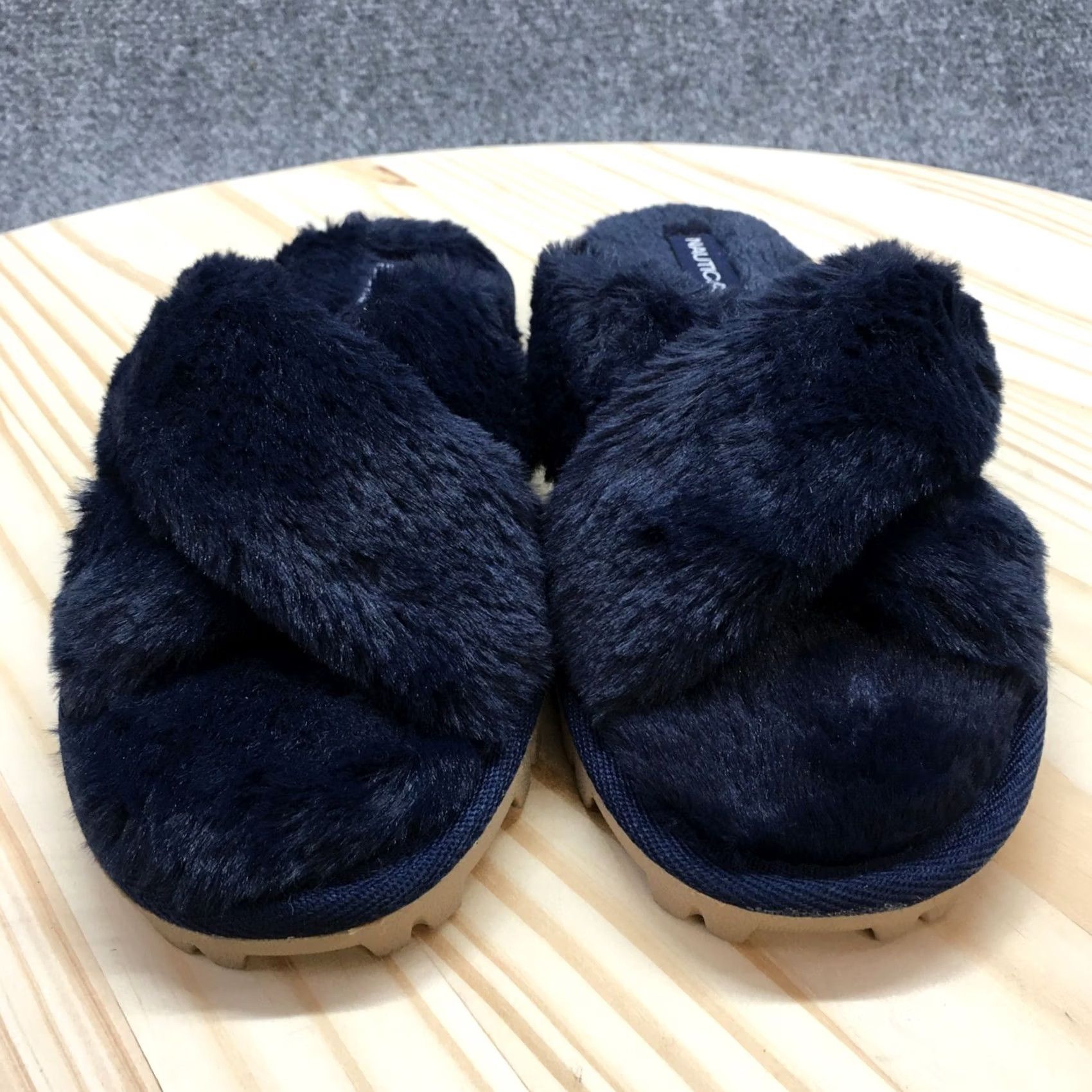 Nautica Nautica Slippers Womens 9 Aren Slip On Slide Flats Blue Faux Fur NEW Size US 9 / IT 39 - 4 Thumbnail
