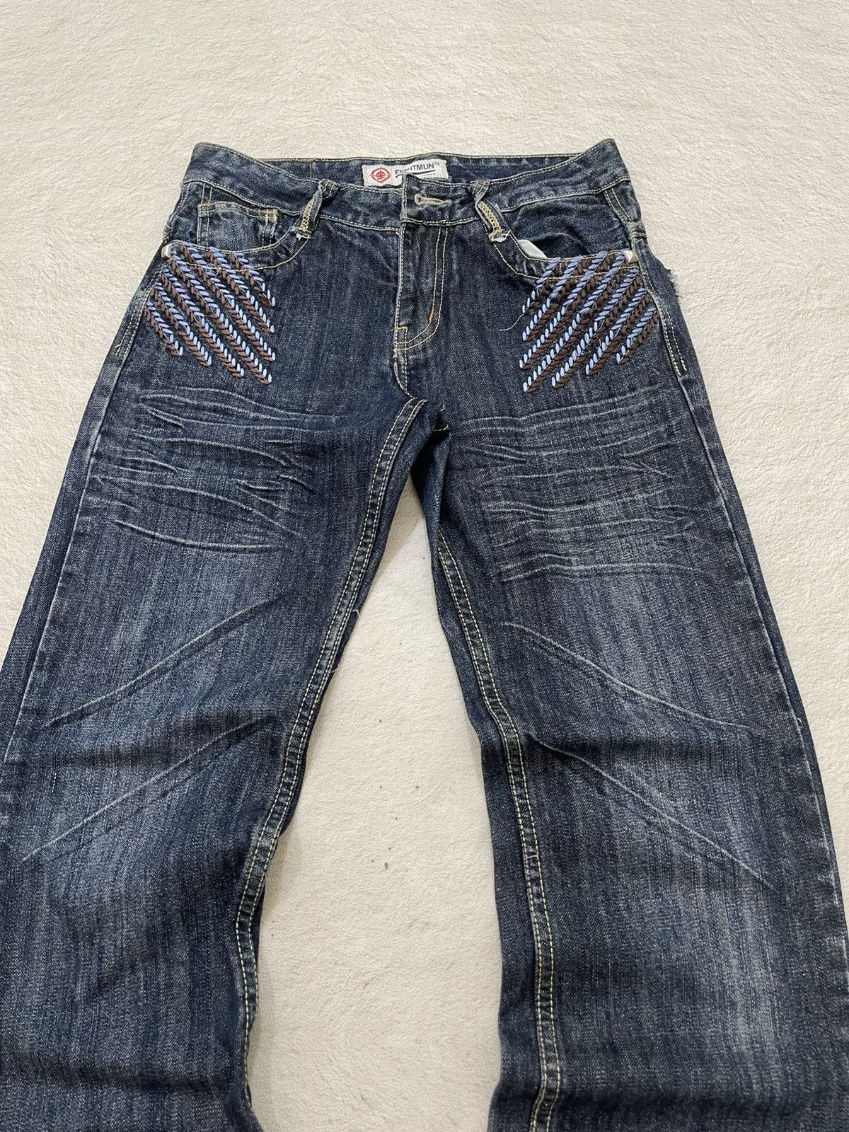Japanese Brand 2000s Japan Raw Denim Y2K Faded Tribal Pocket Number Nine Size US 29 - 2 Thumbnail