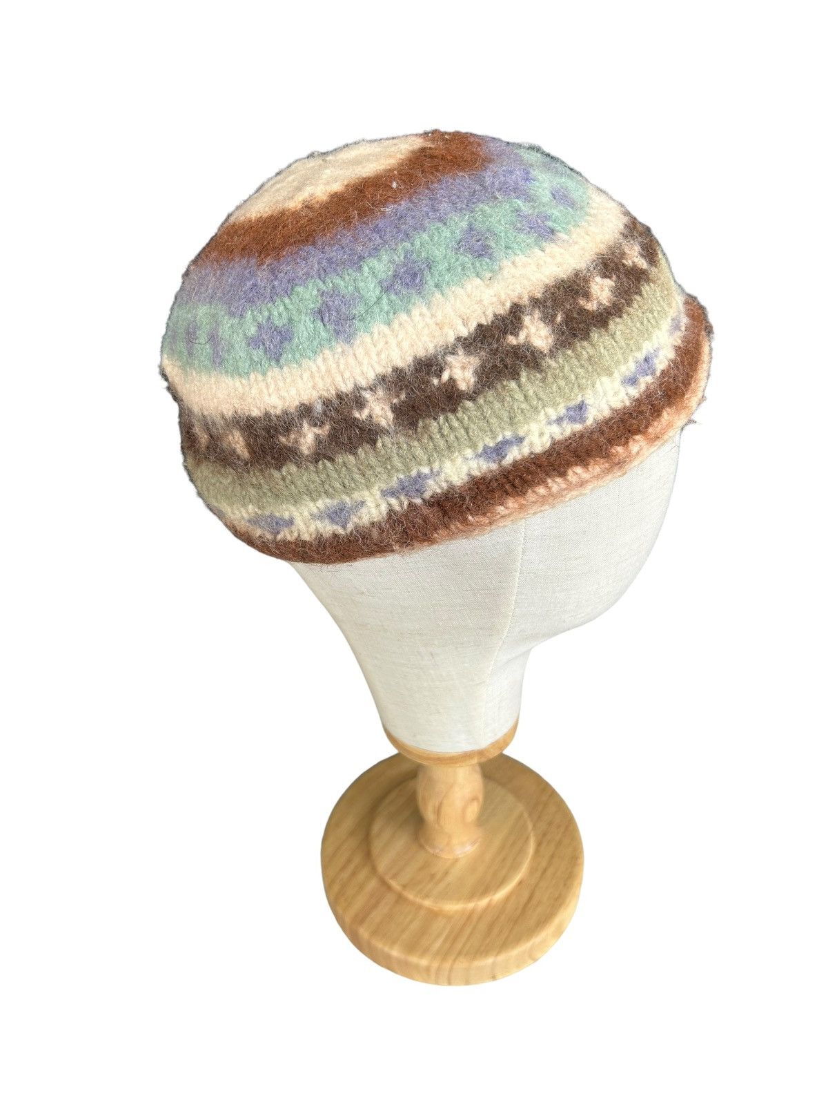 Japanese Brand Knitted Multicolour Fur Beanie Hats Size ONE SIZE - 2 Thumbnail