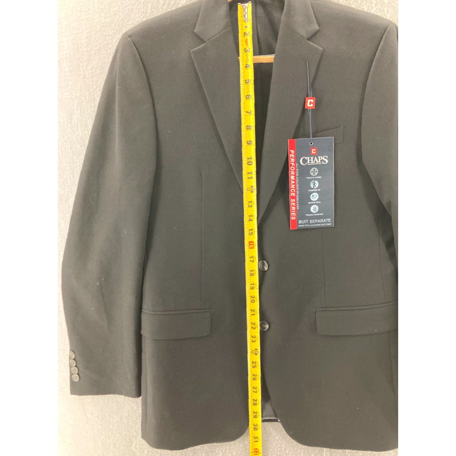 Chaps Chaps Blazer Jacket Mens 40L Black Polyester Blend 2 Button NWT Size 40R - 3 Thumbnail
