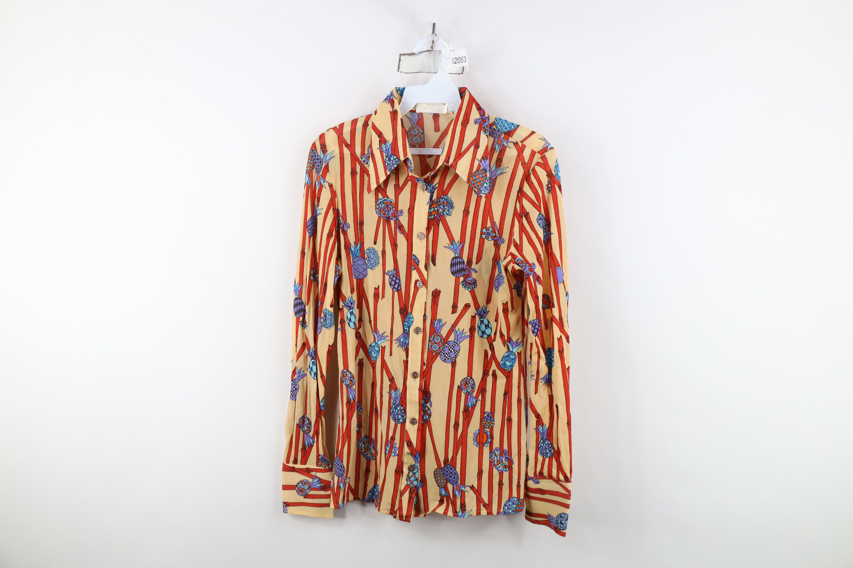 Vintage Vintage 60s Streetwear Knit Pineapple Geometric Button Shirt Size L / US 10 / IT 46 - 1 Thumbnail