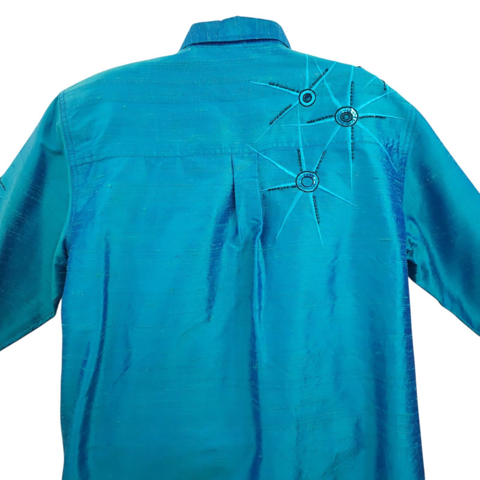 Other Bleu Bayou Silk Shirt L Starburst Sequin Cyber Y2K Whimsy Size L / US 10 / IT 46 - 13 Thumbnail