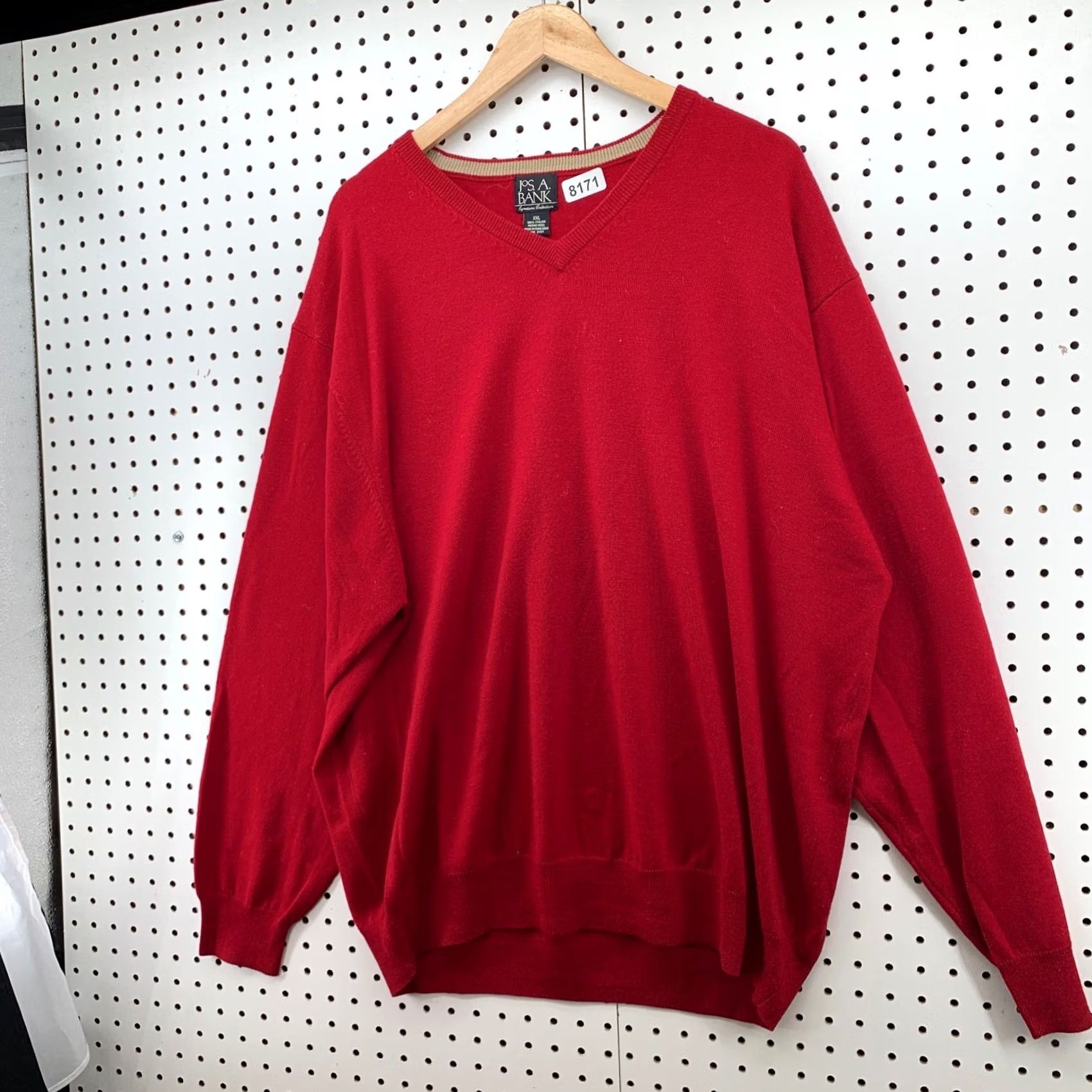 Jos. A. Bank VINTAGE Jos A Bank 100% Merino Wool Sweater Red Mens 2XL Italian V Neck Pullover Knit Holiday Decade 90s Mens Size US XXL / EU 58 / 5 - 3 Thumbnail