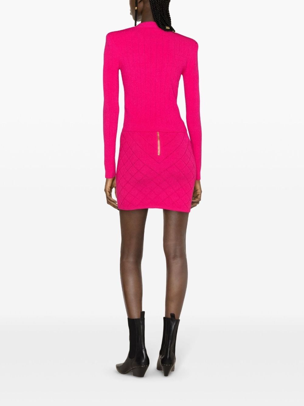 Balmain o1s1wg110825 Fine Knit Mini Skirt in Pink Size 28" / US 6 / IT 42 - 4 Thumbnail