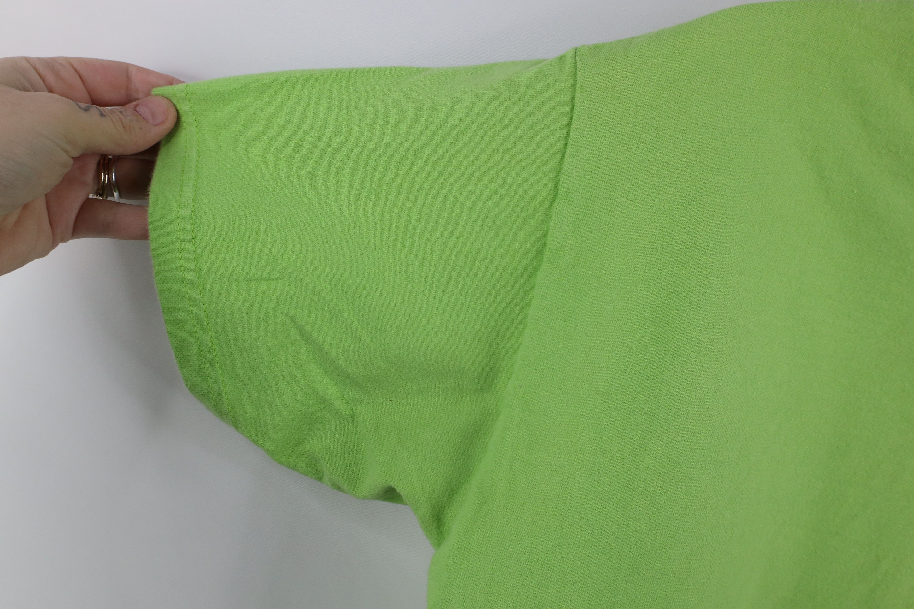 Hanes × Vintage Vintage 90s Hanes Beefy Blank Cotton T-Shirt Lime Green Size US M / EU 48-50 / 2 - 7 Thumbnail