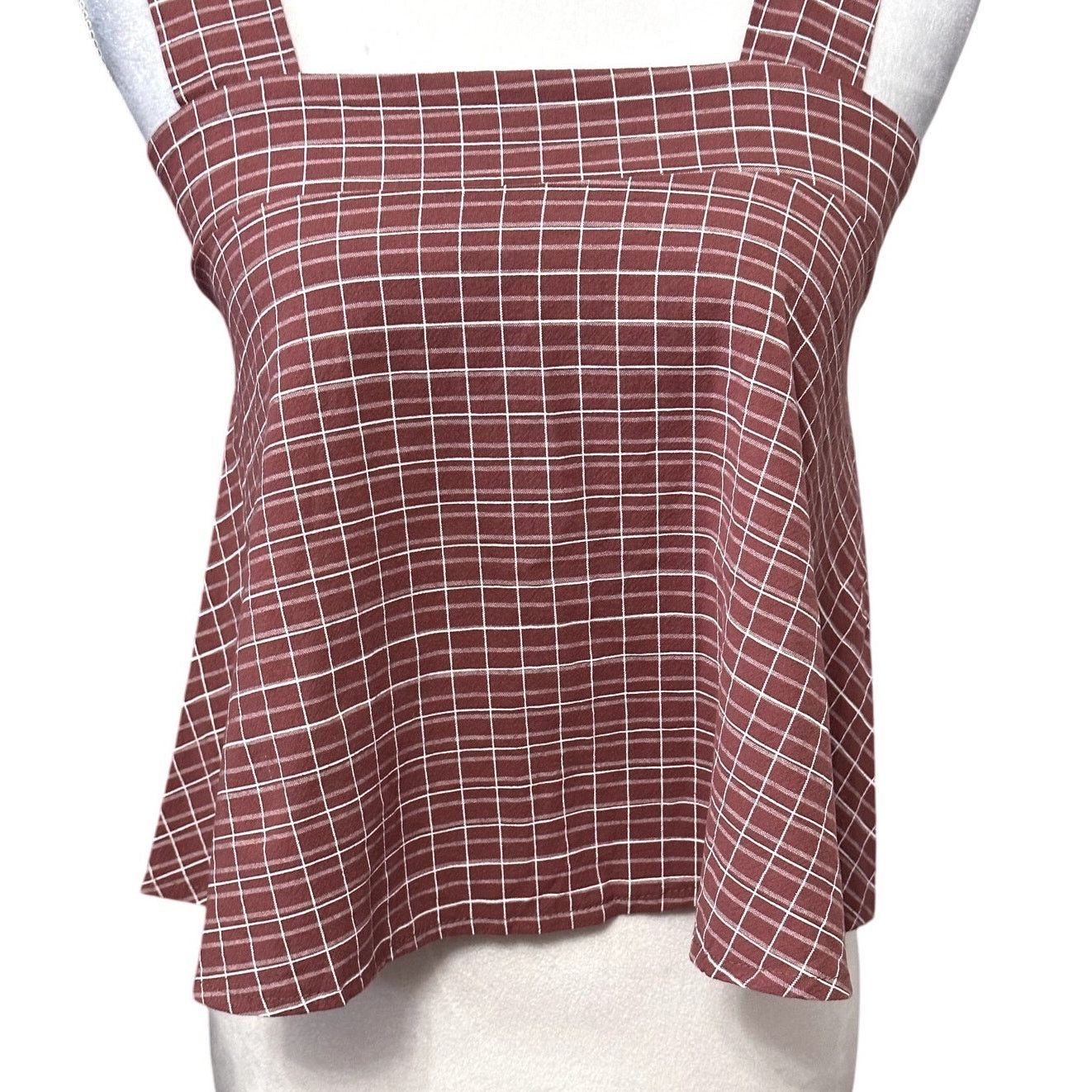 Other Torio Crop Top Plaid Square Neck Pleated Back Red/White S Size S / US 4 / IT 40 - 3 Thumbnail