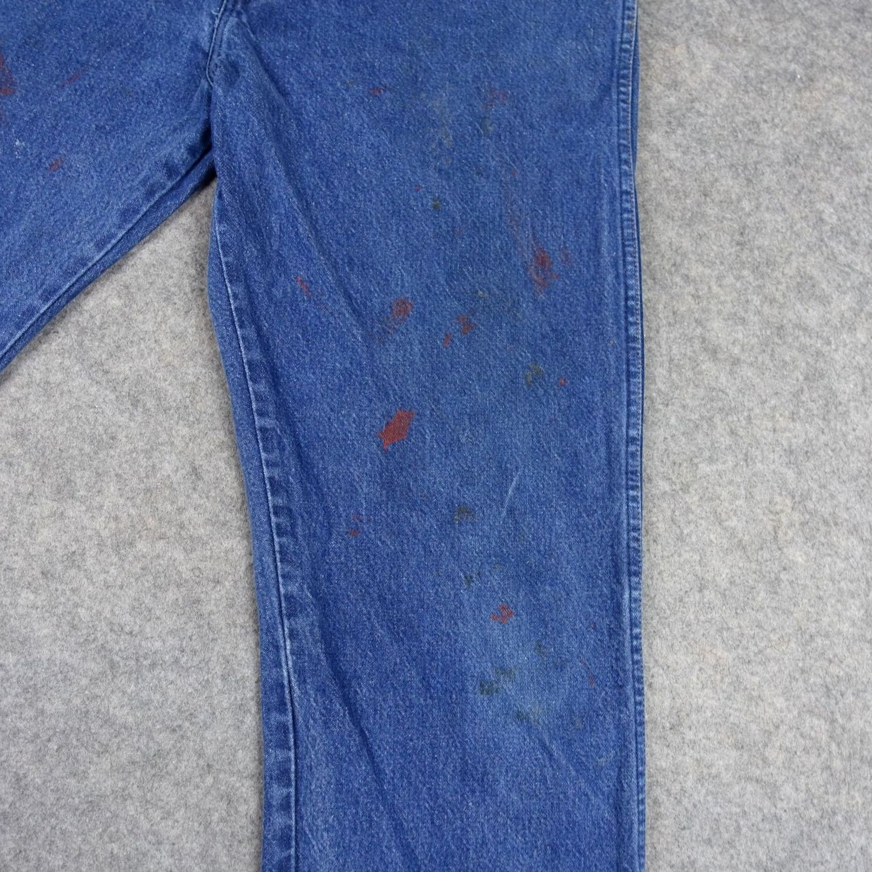Wrangler Wrangler Jeans Mens 36x35 13MWZ Blue Cowboy Cut Workwear Denim Straight 5-Pocket Regular Inseam 34" Size 36 Mens Blue Stained Size US 36 / EU 52 - 7 Thumbnail