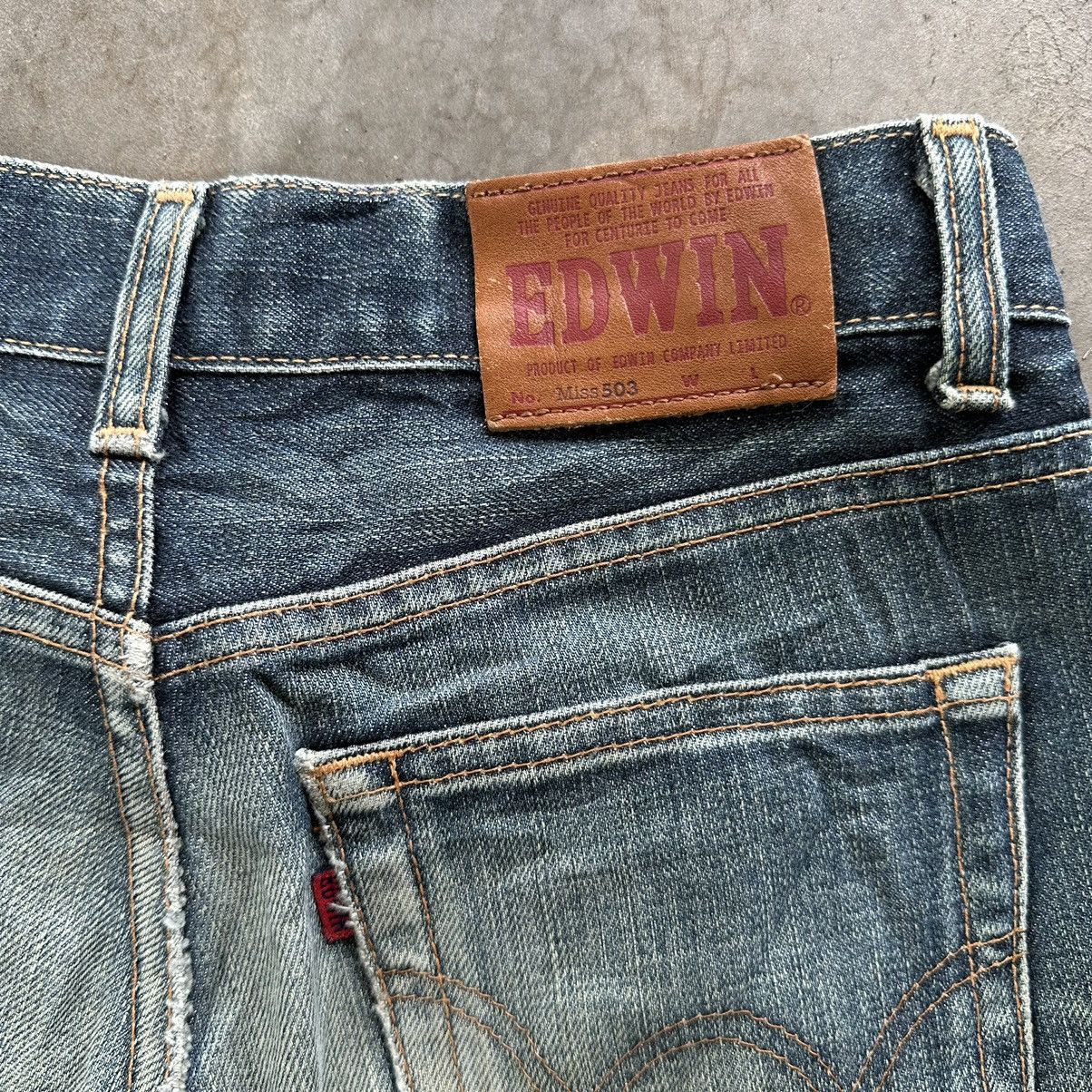Japanese Brand Vintage Edwin Faded Flare Distressed Jean Denim Pant W28 Size US 28 / EU 44 - 15 Thumbnail