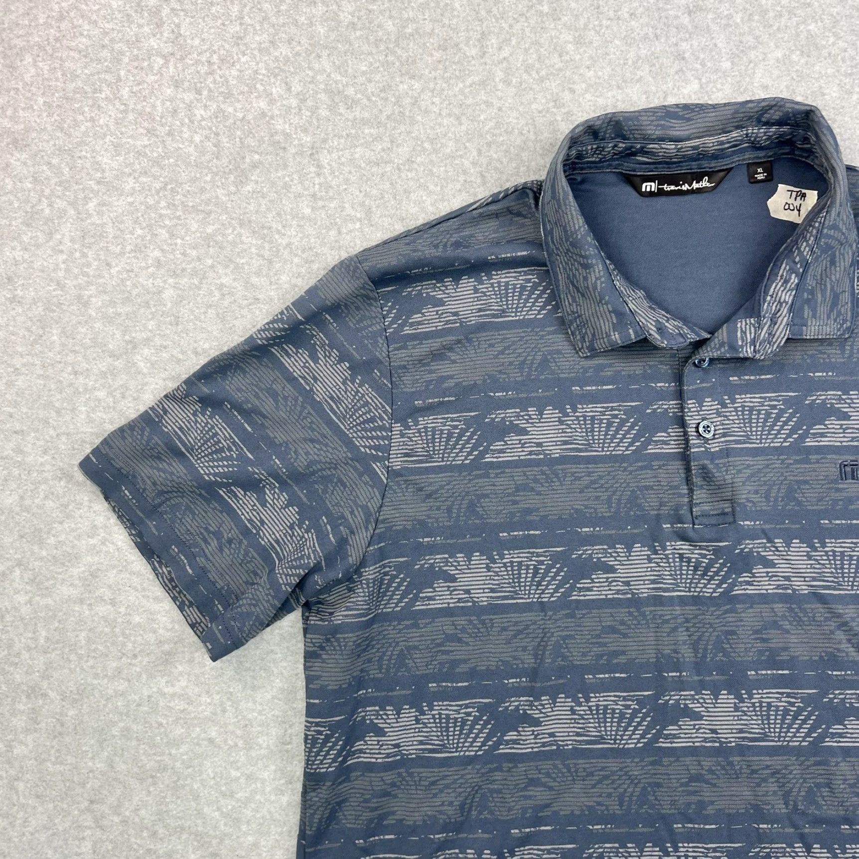 TravisMathew Travis Mathew Polo Shirt Mens XL Blue Pattern Performance Golf Casual Adult Size US XL / EU 56 / 4 - 6 Thumbnail