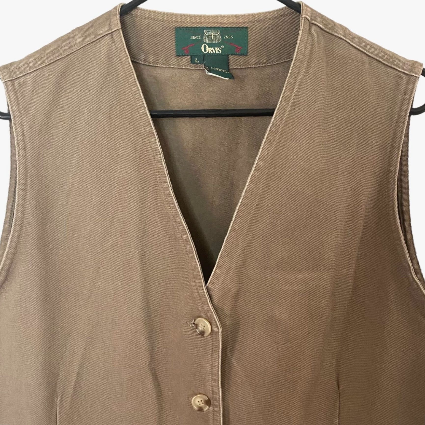 Orvis VINTAGE Orvis Cotton Twill Vest Womens Large Outdoor Hiking Fishing Sleeveless Brown Button Front Size L / US 10 / IT 46 - 5 Thumbnail