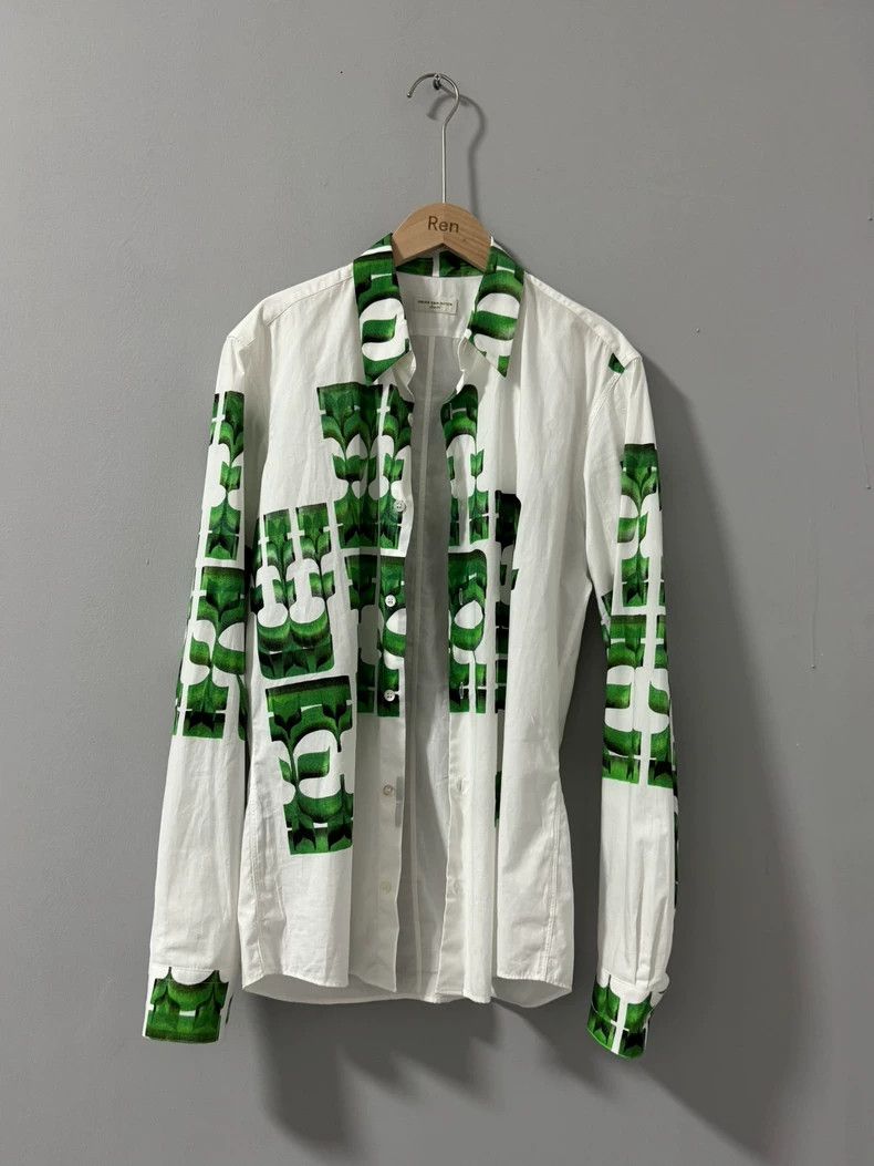 Dries Van Noten DRIES VAN NOTEN New green printed long-sleeved shirt Size US S / EU 44-46 / 1 - 4 Thumbnail