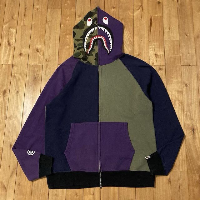 🔥3XL🔥 BAPE CAMO Crazy Shark Full Zip Hoodie a bathing ape
