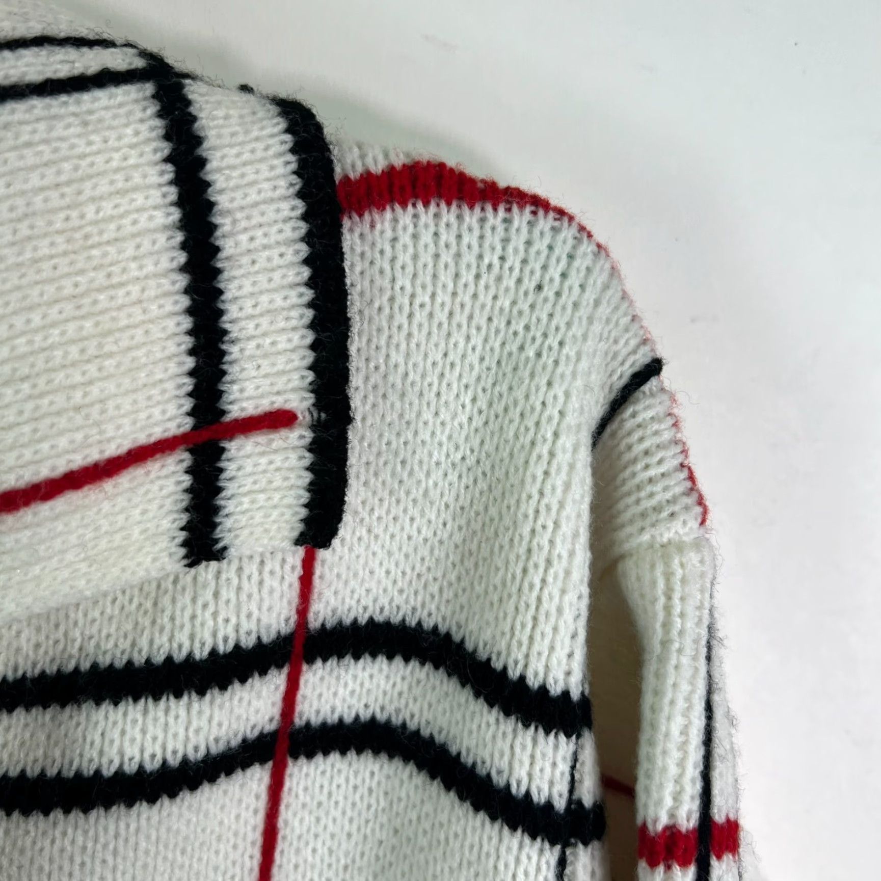Vintage VINTAGE Hand Full Fashioned Checked Cardigan Sweater Womens M White/Blue Acrylic Long Sleeve Collared Relaxed Fit Size M / US 6-8 / IT 42-44 - 2 Thumbnail