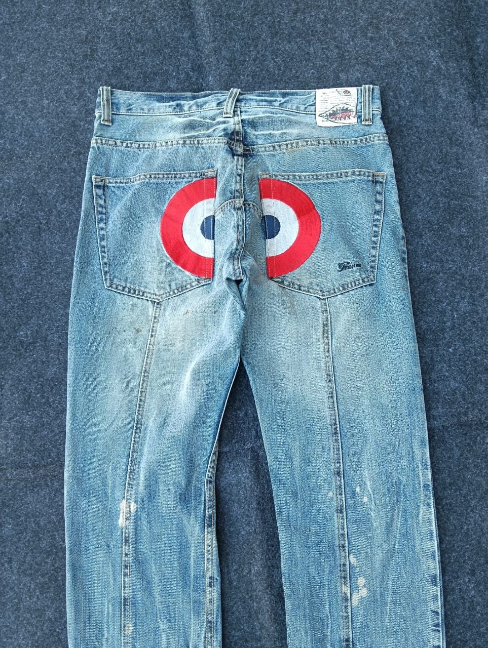 PPFM PPFM Flyer's Hot Weather Distressed Shark Face Denim Jeans Size US 31 - 11 Thumbnail