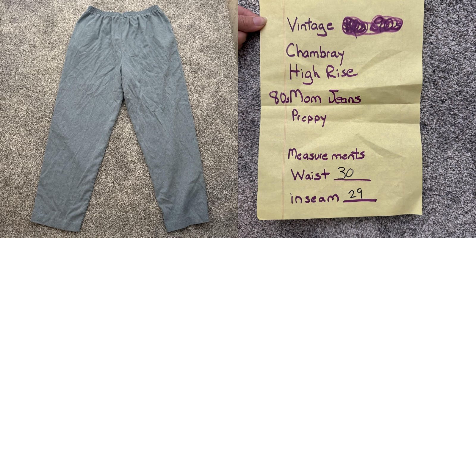 Vintage VINTAGE Alfred Dunner Pants 20 Blue Chambray High Rise 80s 90s Mom Jeans Pockets Size 42" / US 20 - 8 Thumbnail