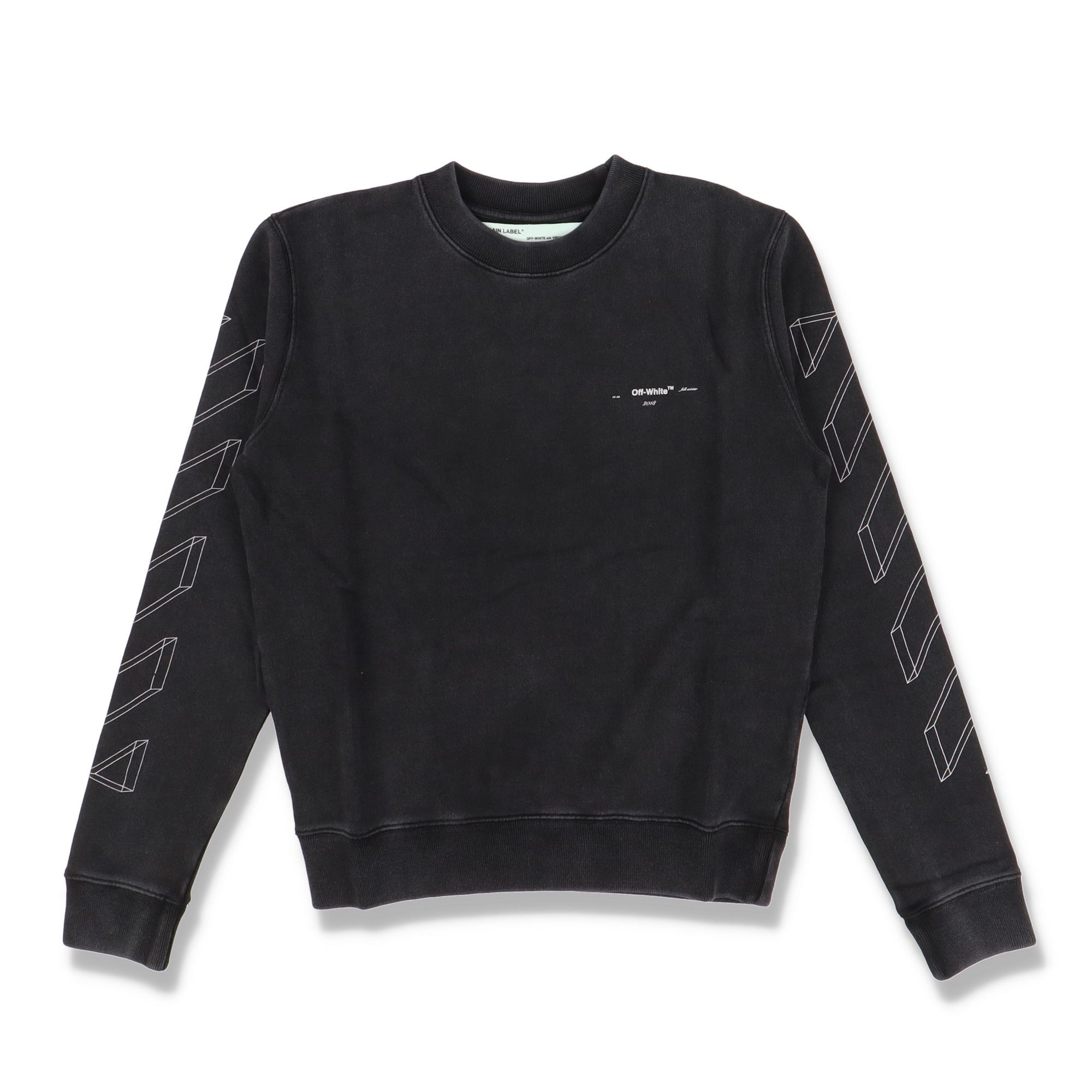 Off-White Washed Black 3D Line Diag Arrows Logo Sweatshirt Size US XXS / EU 40 - 7 Thumbnail