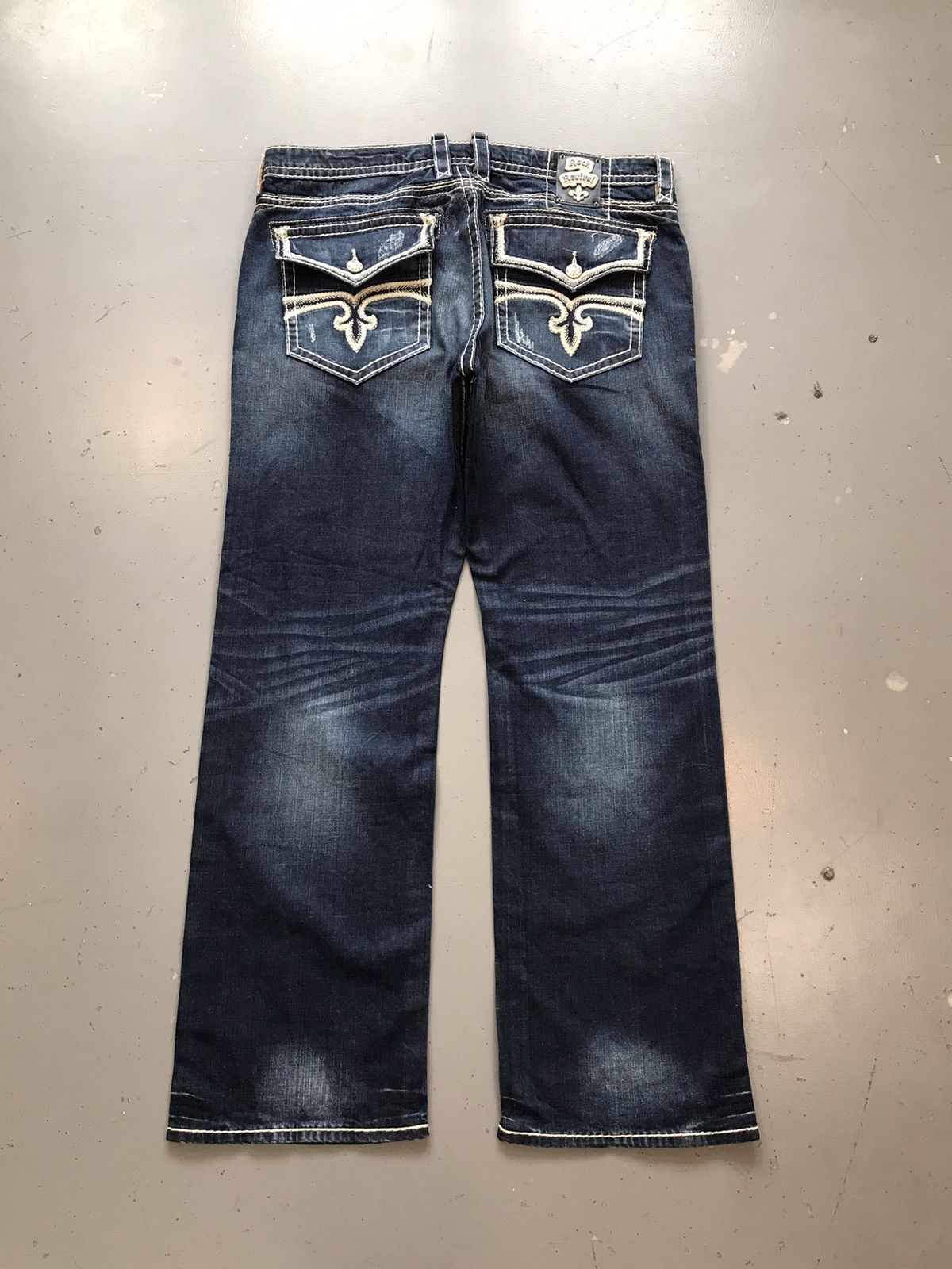Vintage rock revival stitch embroidered denim
