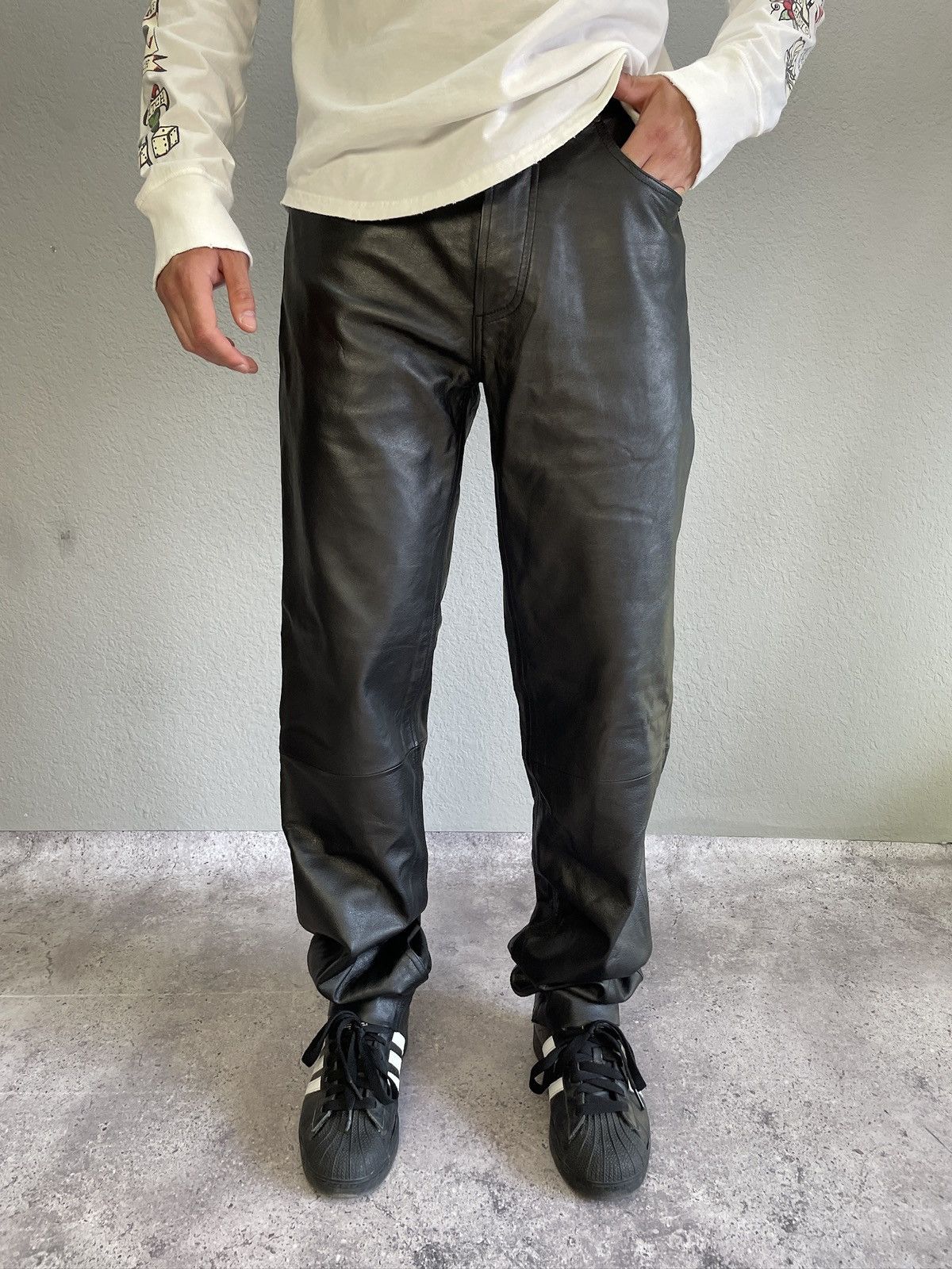 Leather × Vintage Vintage IXS Leather Pants Black Riding Y2K Archival Size US 31 - 1 Thumbnail
