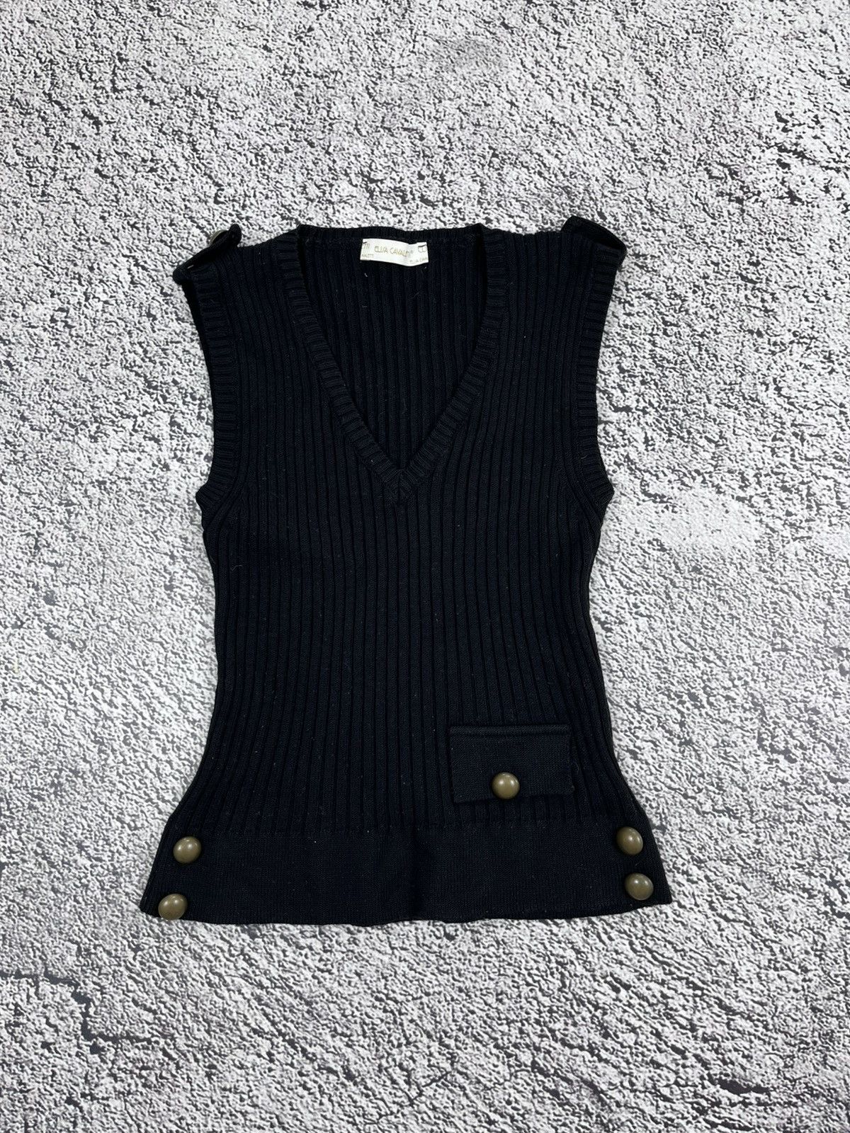 Elisa Cavaletti Vintage Elisa Cavaletti ribbed V Neck Avant Garde Vest Size S / US 4 / IT 40 - 1 Thumbnail