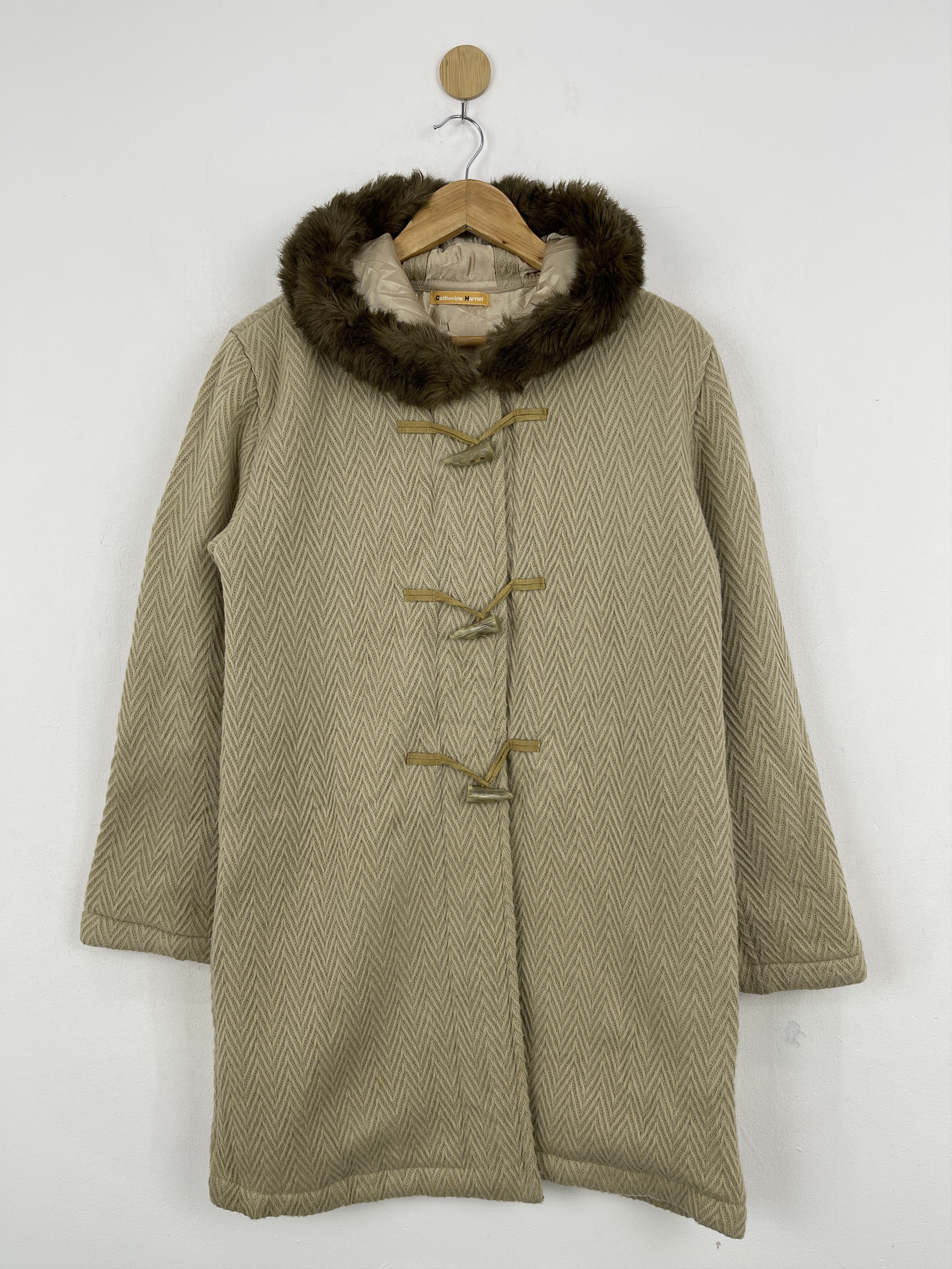 image of If Six Was Nine x Vintage Catherine Harnel Dufle Coat Sherpa Hooded Jacket in Khaki (Size Medium)