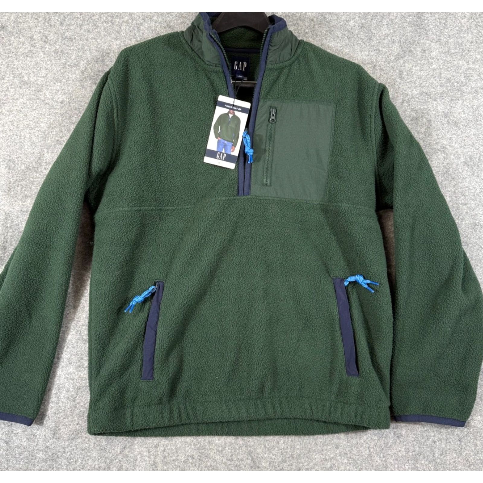 Gap Gap Sherpa Fleece Pullover Mens S Green Half-Zip Long Sleeve Stand-Up Neck NWT Size US S / EU 44-46 / 1 - 2 Thumbnail