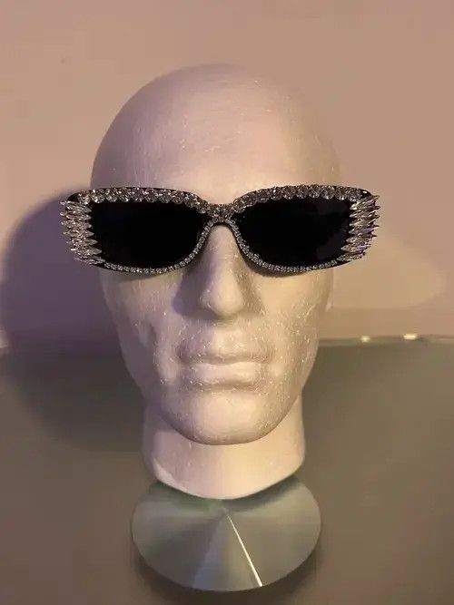Japanese Brand × Vintage Y2K Crystal Rhinestone Sunglasses (black) Size ONE SIZE - 4 Thumbnail