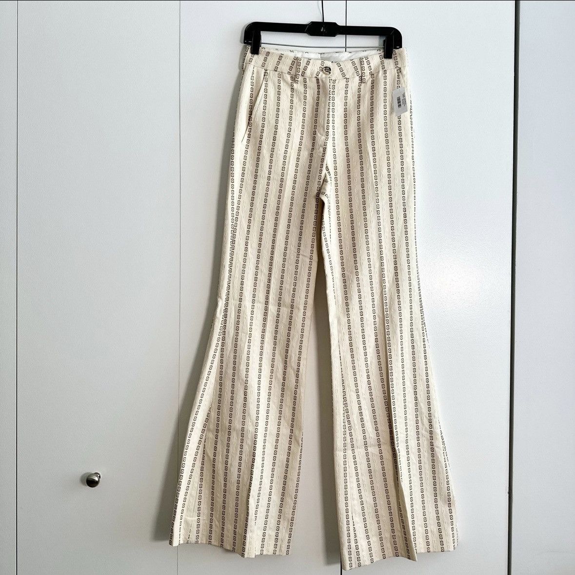 Golden Goose Golden Goose Cream Jacquard Flared Cotton Pants NWT Size 26" / US 2 / IT 38 - 9 Thumbnail