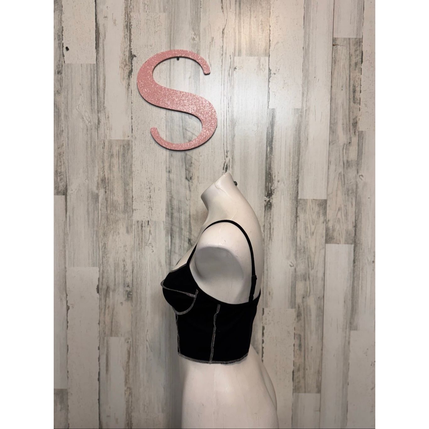 Other Black Contrast Stitch Corset Crop Top Women’s Small Bustier Size S / US 4 / IT 40 - 3 Thumbnail