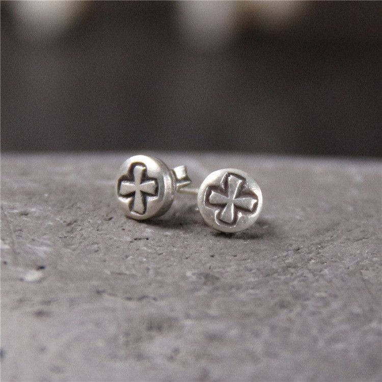 Jewelry Cross Dark Earrings One Pairs Chrome Jewelry Size ONE SIZE - 1 Thumbnail
