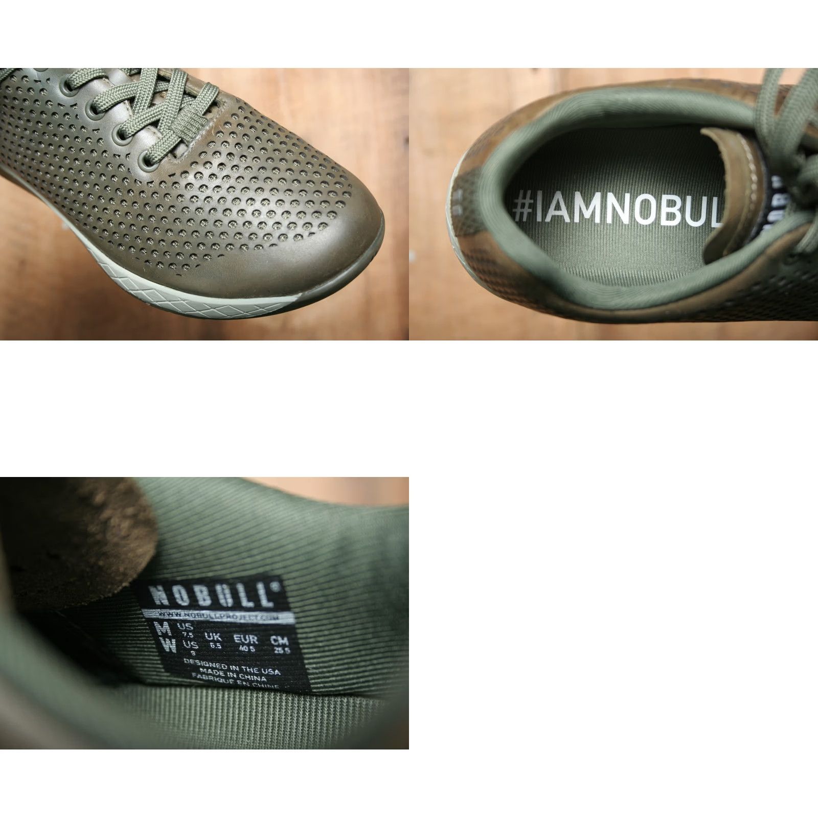 Vintage NOBULL Athletic Sneaker | Leather Upper | Perforated Olive Green | Unisex Adults | Men's 7.5 / Women's 9 | Green | Sneaker Size US 7 / IT 37 - 8 Thumbnail