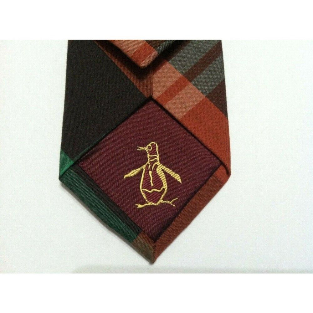 Original Penguin PENGUIN MENS NEW BROWN 100%COTTON PLAID TIE WIDTH: 2 1/8" Size ONE SIZE - 3 Thumbnail