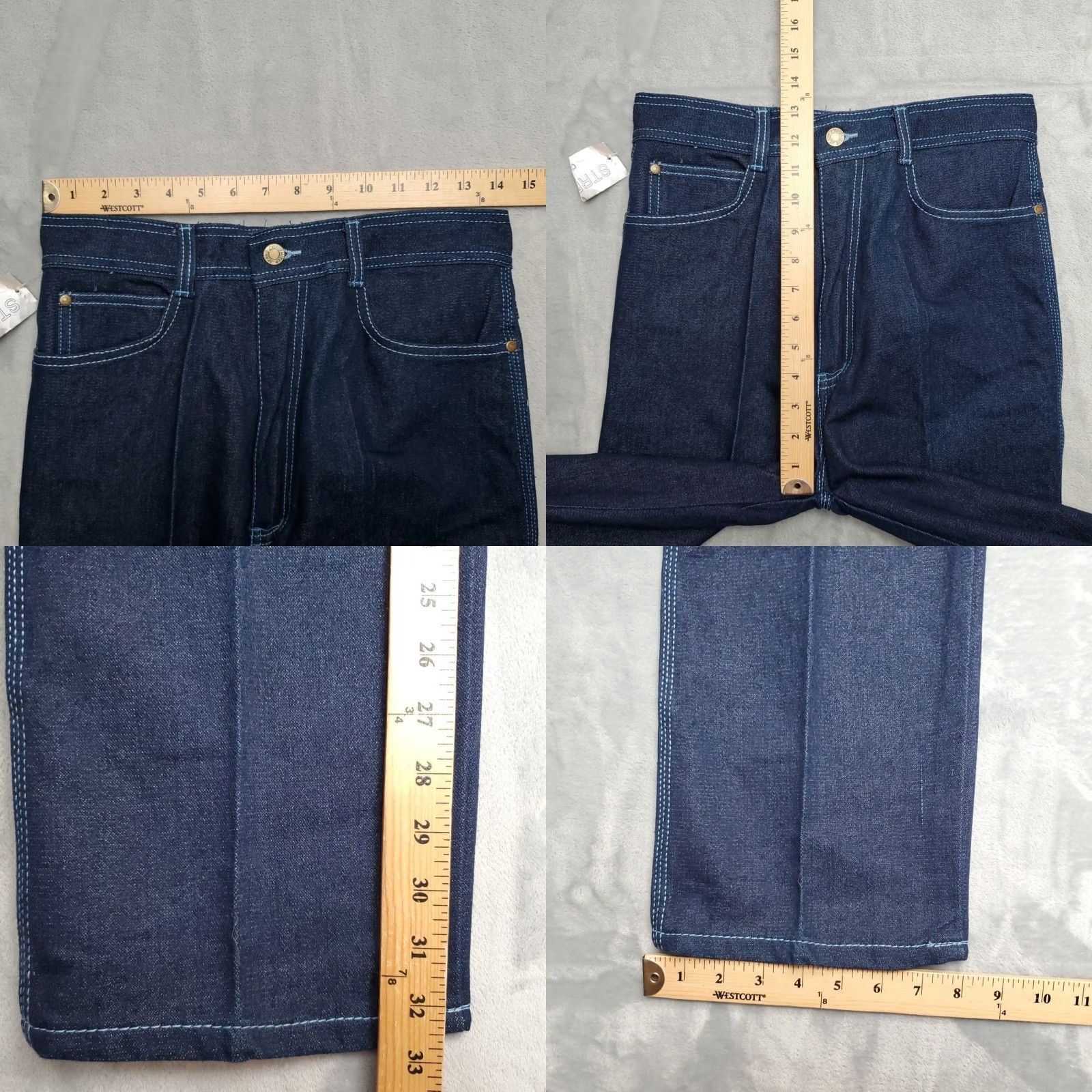 Custo Barcelona VINTAGE Customised Jeans Pants Womens 14 AT&T Logo Straight Leg Taiwan 70s 80s Size 36" / US 14 / IT 50 - 9 Thumbnail