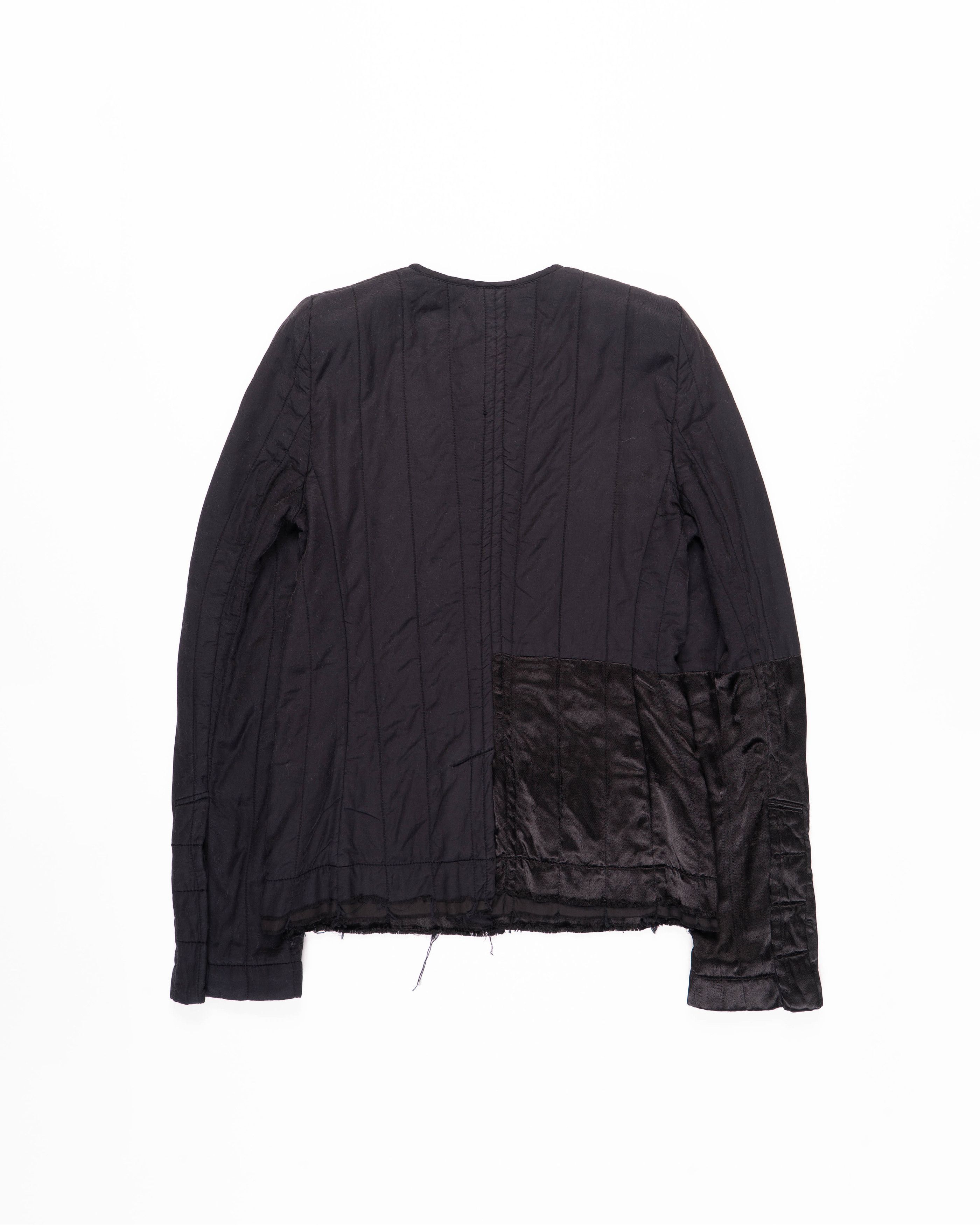 Haider Ackermann FW18 Distressed Round Shoulder Jacket in Black Silk Satin Size XS / US 0-2 / IT 36-38 - 2 Thumbnail