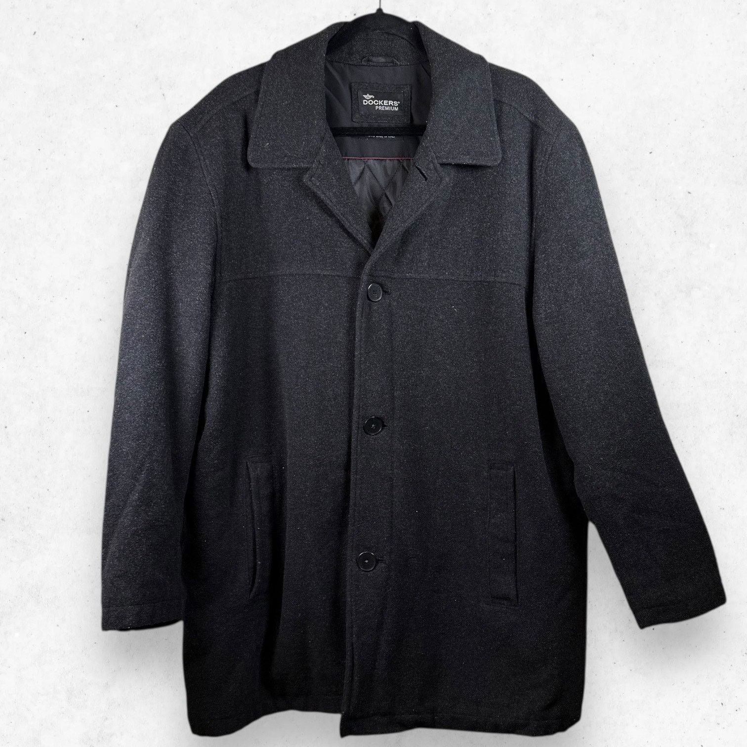 Dockers Dockers Premium Dark Gray Wool Blend Overcoat Men's L Size US L / EU 52-54 / 3 - 1 Thumbnail