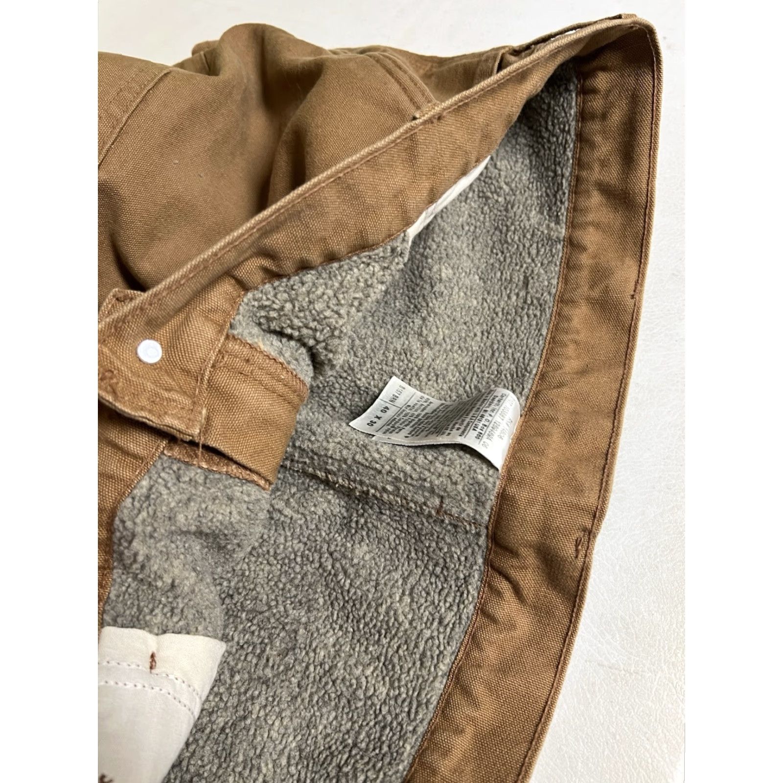 Carhartt VINTAGE Carhartt B157 Pants 40x30 Brown Canvas Insulated Sherpa Lined Double Knee Side Zip Workwear Carpenter Mens Size US 40 / EU 56 - 5 Thumbnail