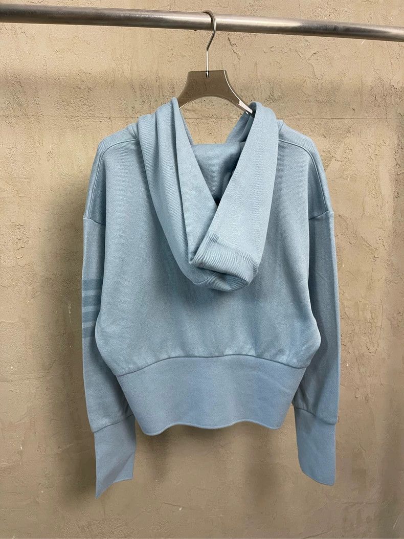 Thom Browne Thom Browne Haze blue new four-striped zipper hoodie jacke Size US S / EU 44-46 / 1 - 3 Thumbnail